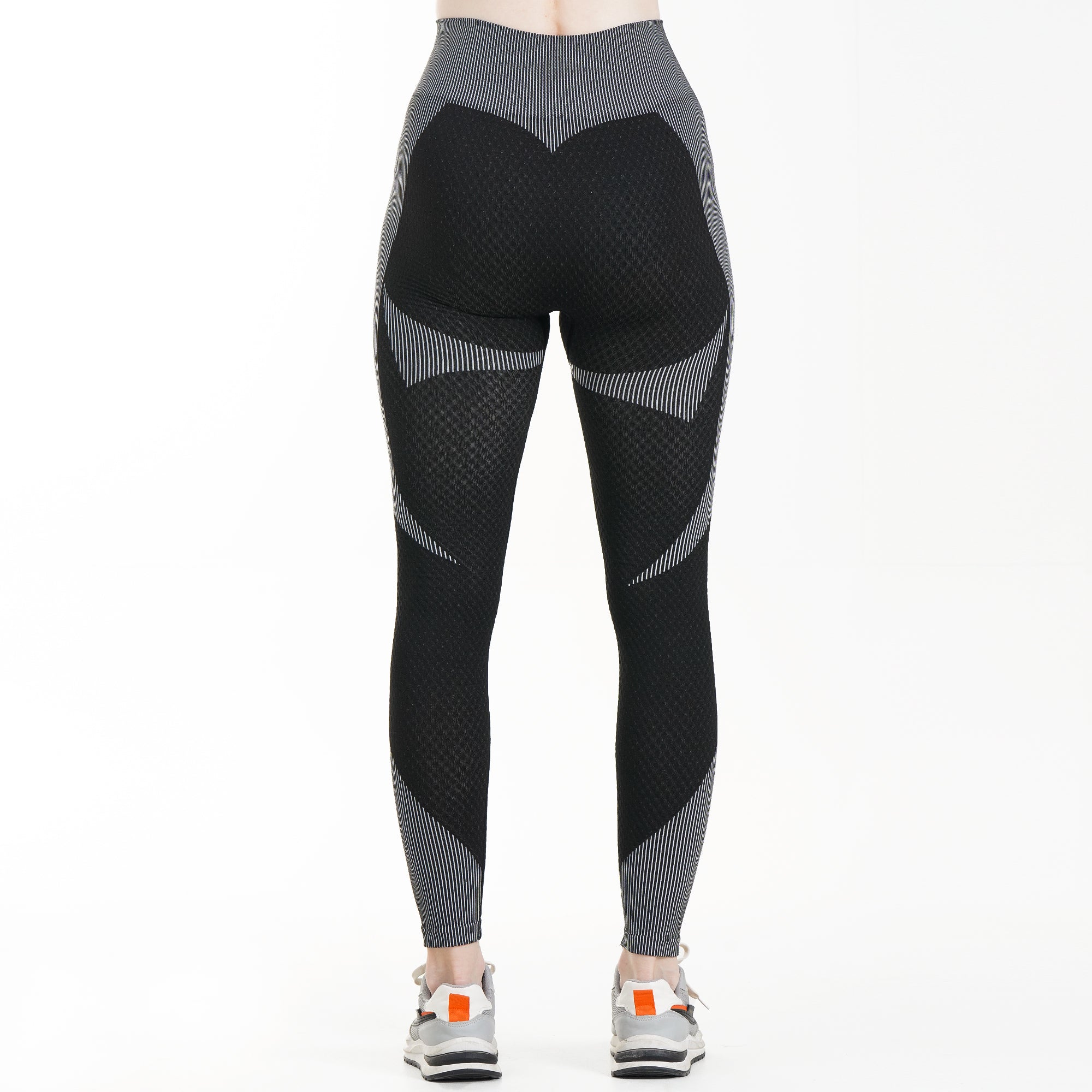 Striped Seamless Leggings (Black & Grey)
