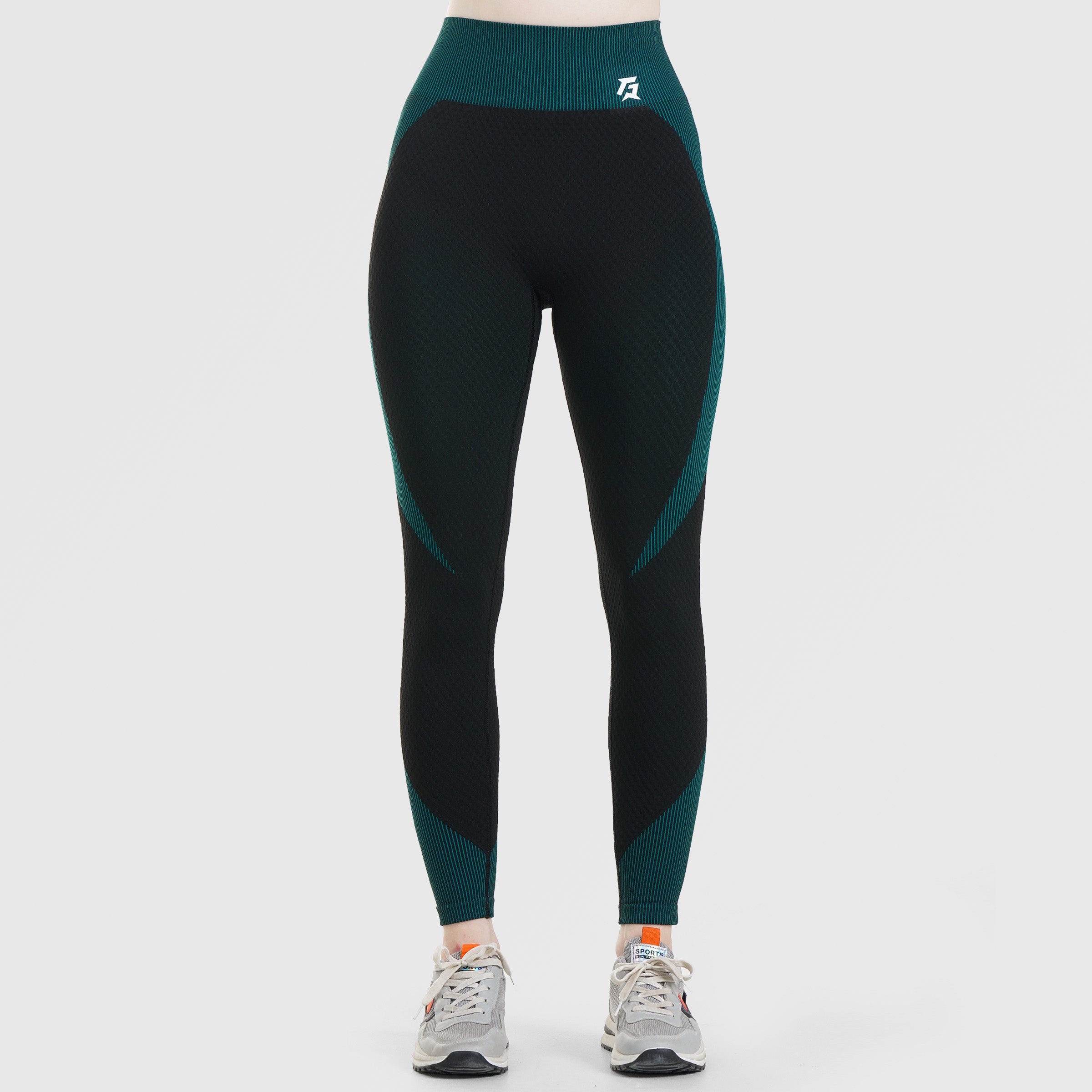 Striped Seamless Leggings (Black & Green)