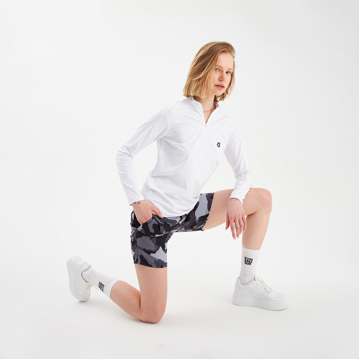 women gym jacket zip up workout sportswear fabric detail Women Gym Jacket GymArmour Pakistan
