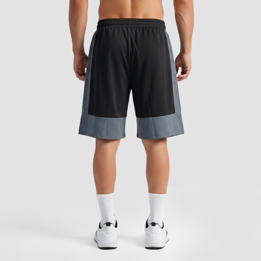 Cross Court Panel Shorts (Black-Grey)