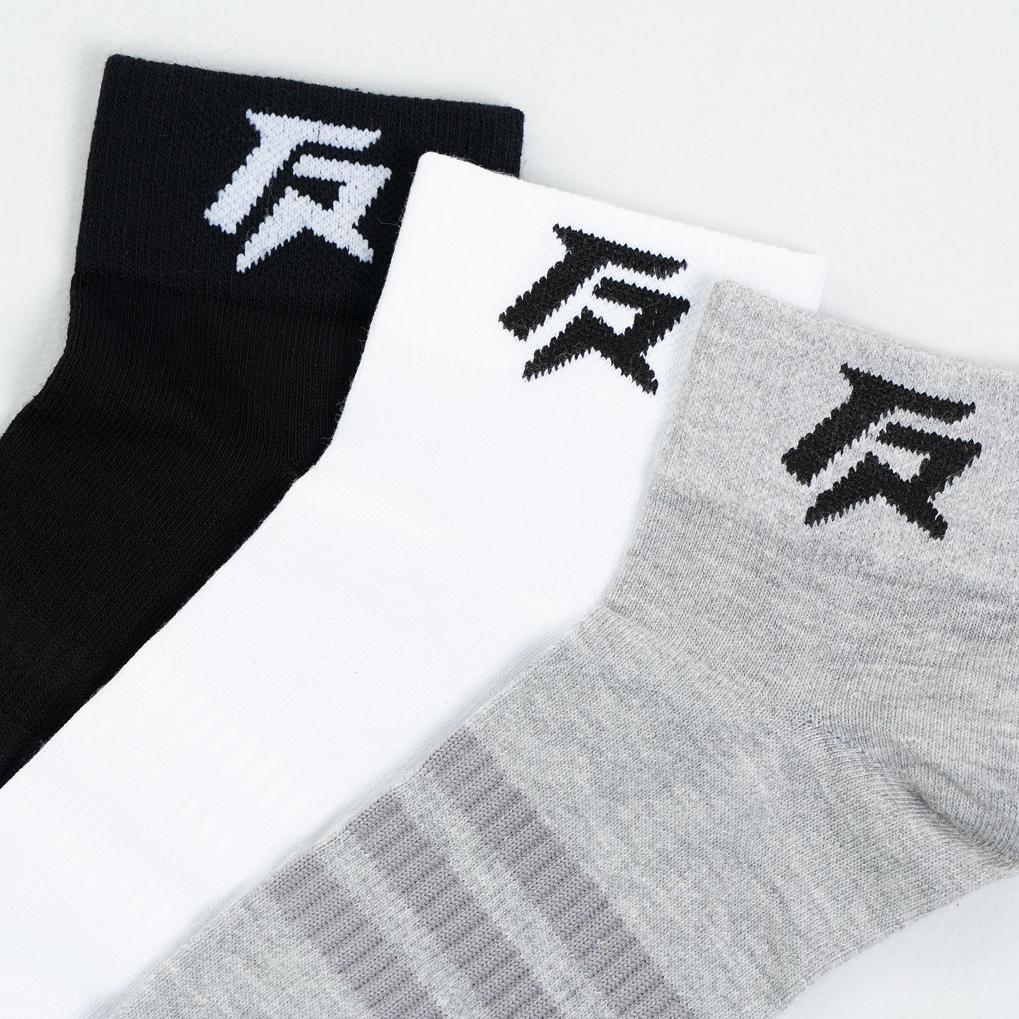 Armour Quarter Socks 3pcs (Black + Grey + White)