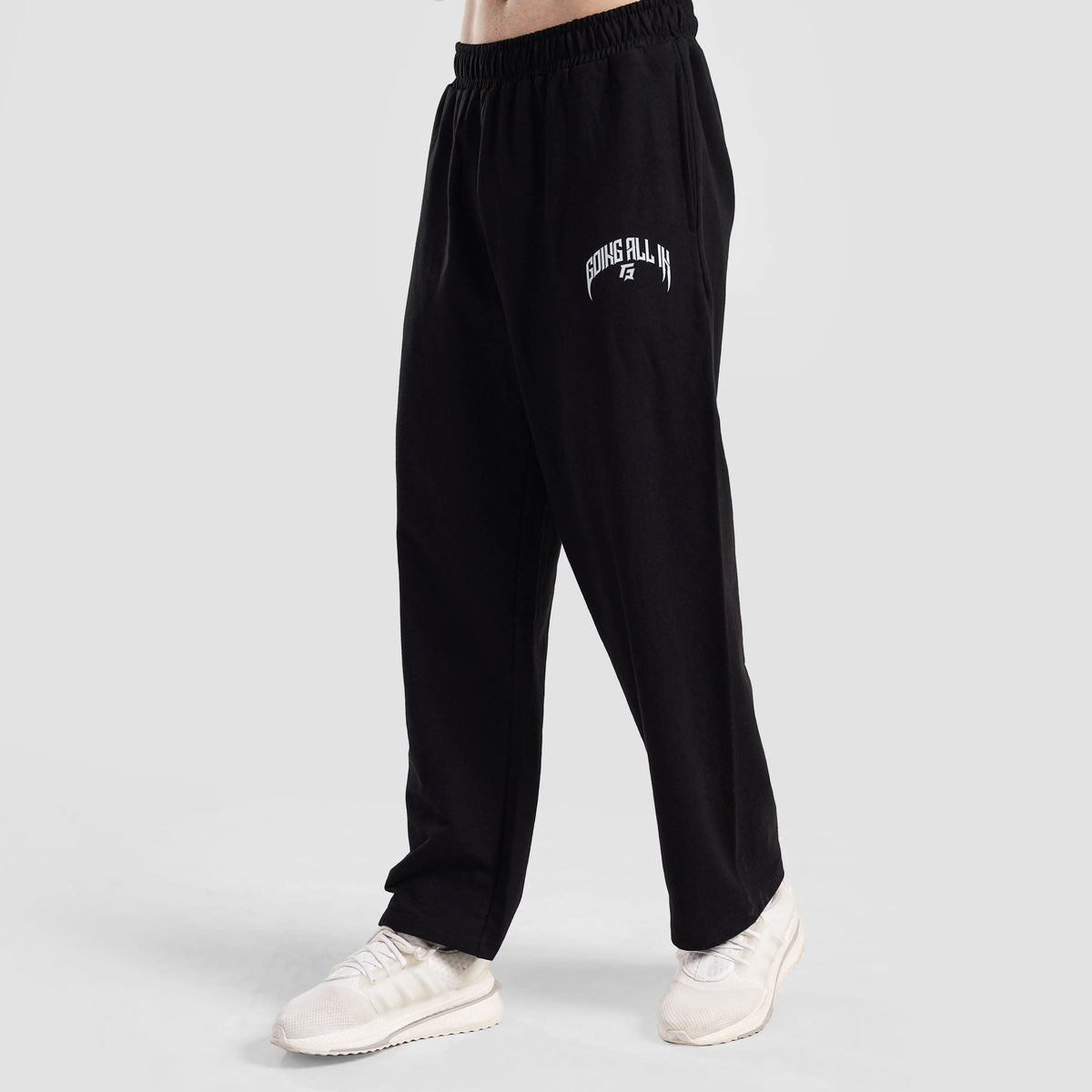 Black Muscle Oversized Trousers 2.0 for men front view