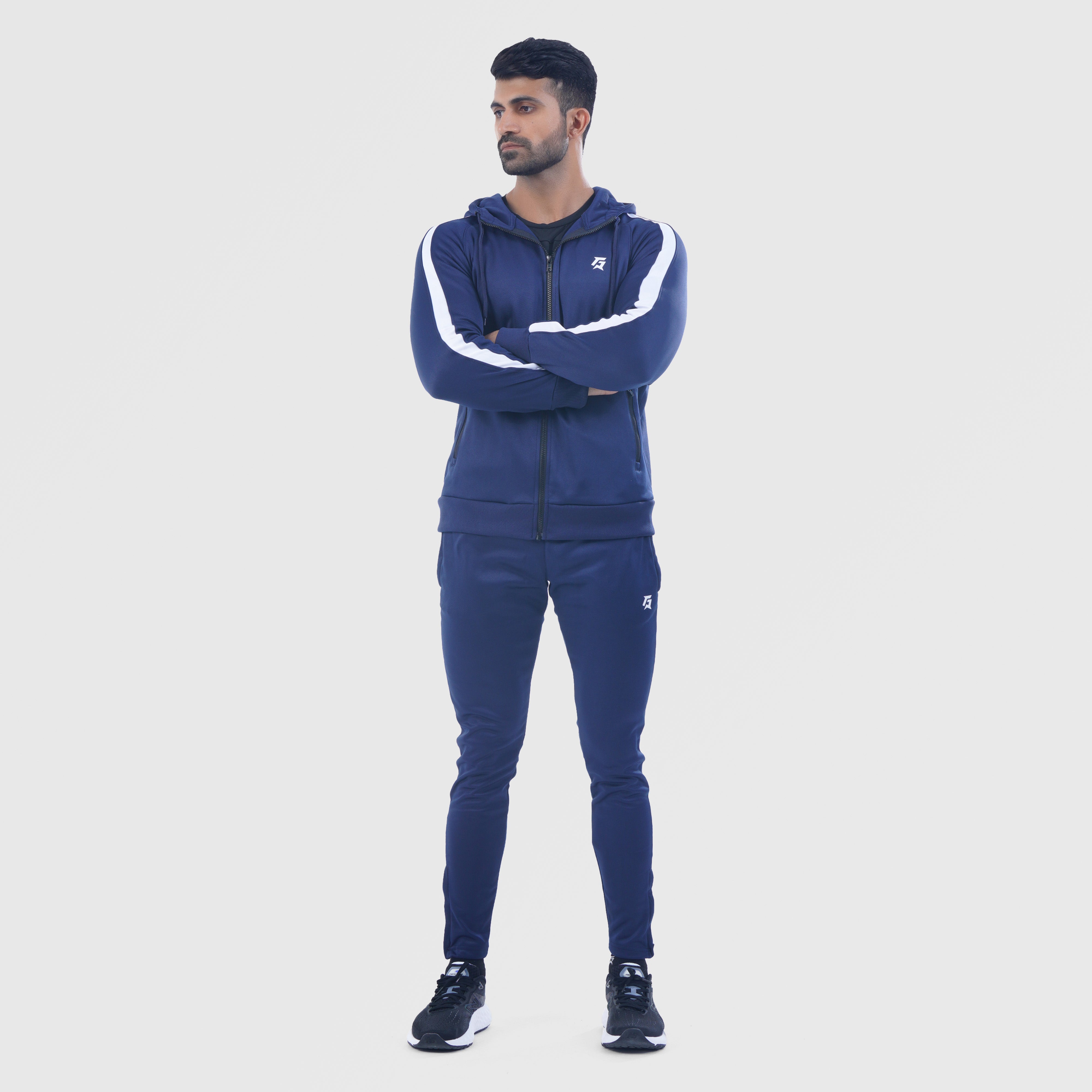 Poly Tracksuit Zipper Hoodie (Navy)