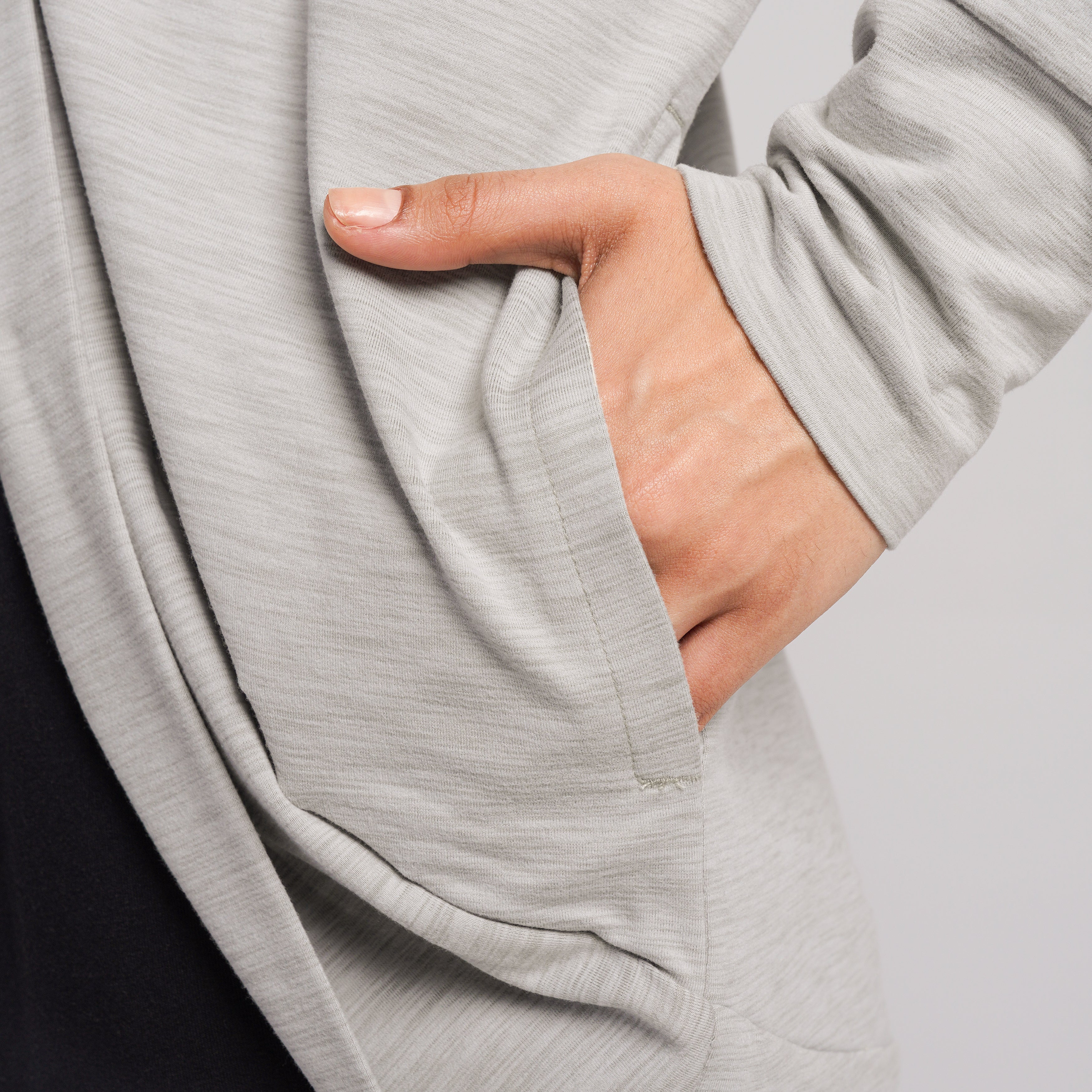 Casual Curved Hem Cardigan (Silver Grey)