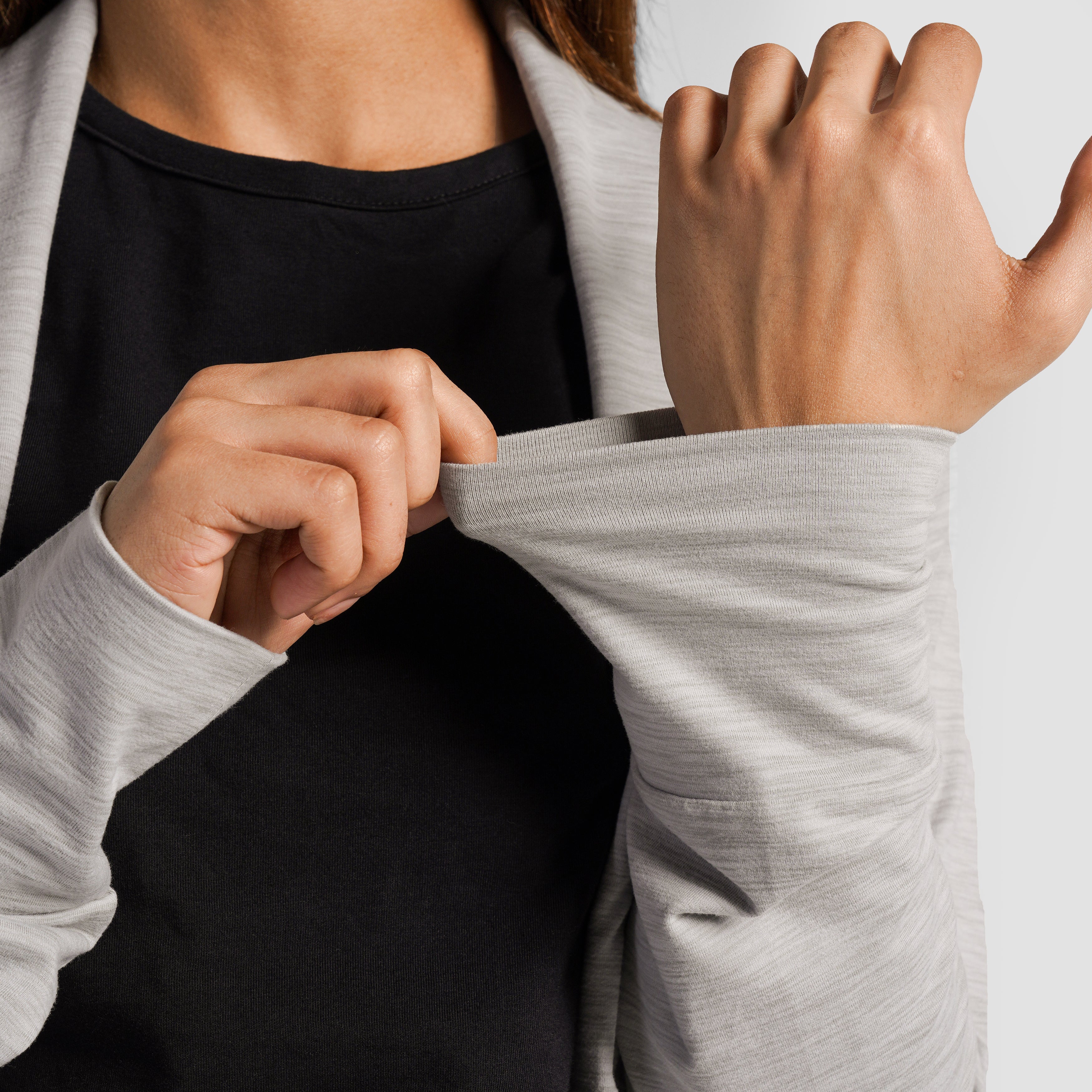 Casual Curved Hem Cardigan (Silver Grey)