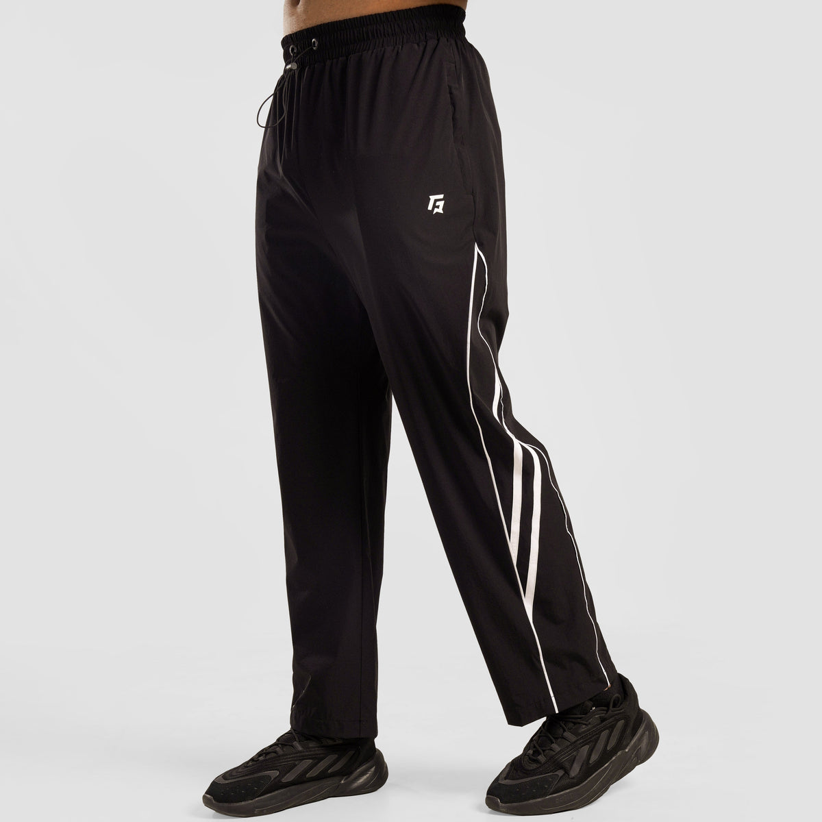Black Dual Stripe Trousers 2.0 for men front view