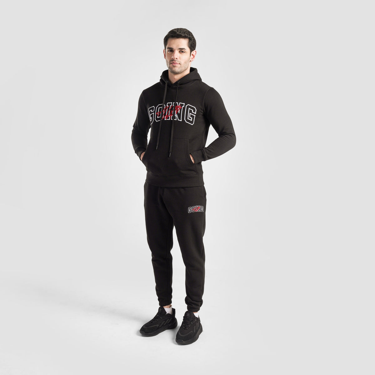 Close-up stitching detail on for men