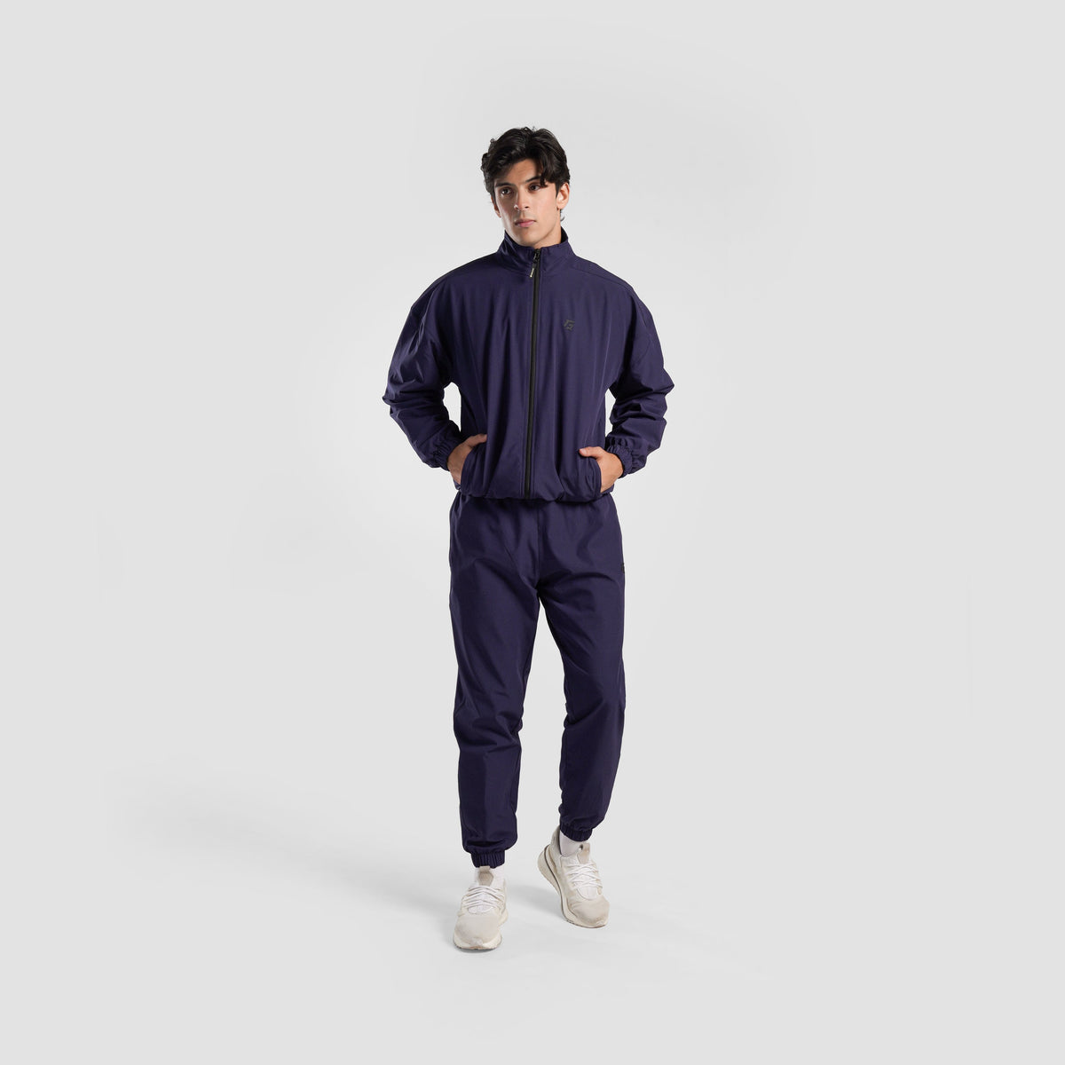Full-length view of Navy Trackline Joggers for men