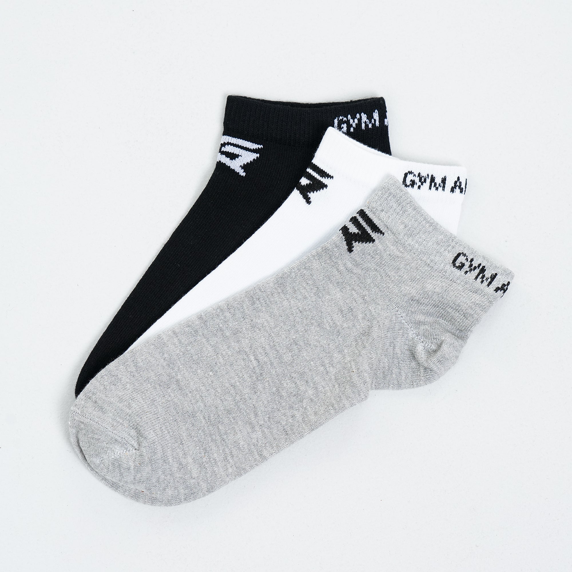 Armour Ankle Socks 3pcs (Black + Grey + White)