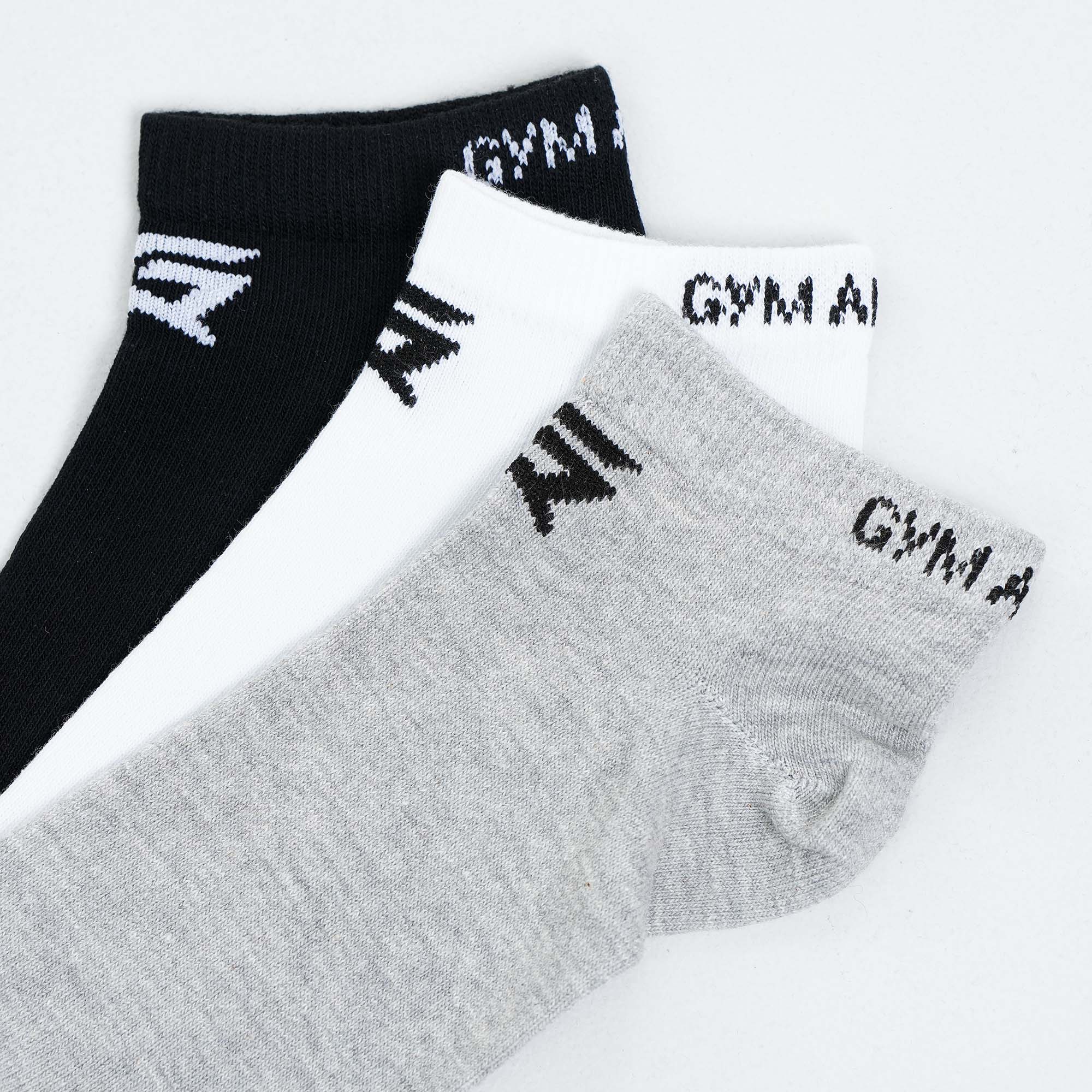 Armour Ankle Socks 3pcs (Black + Grey + White)
