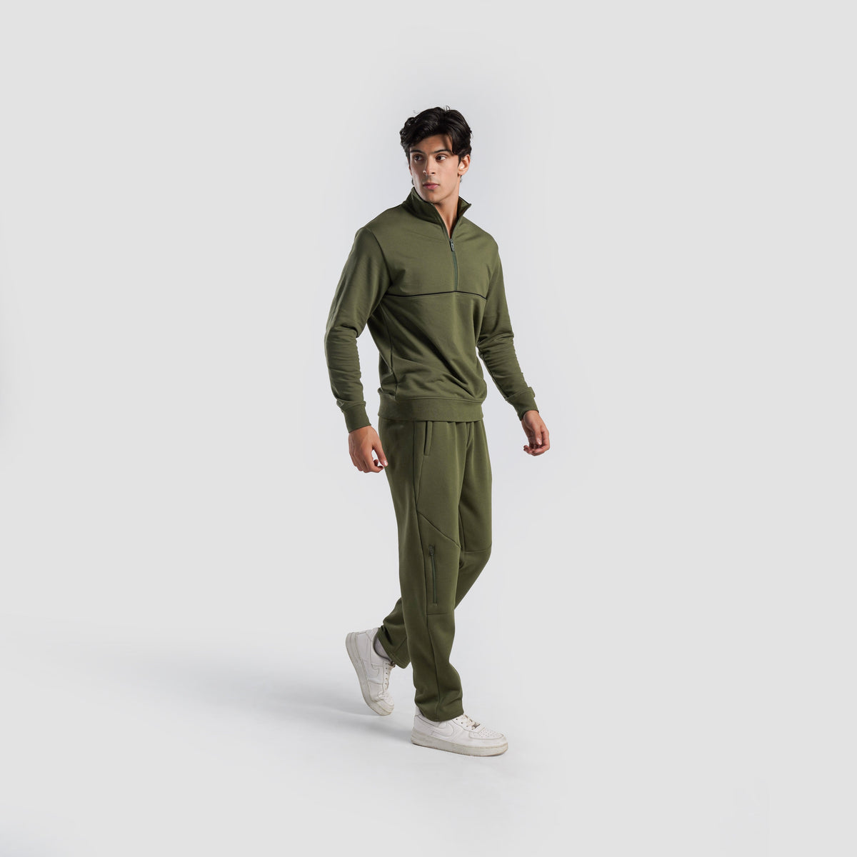 Full-length view of Olive Axis Strike Trouser for men
