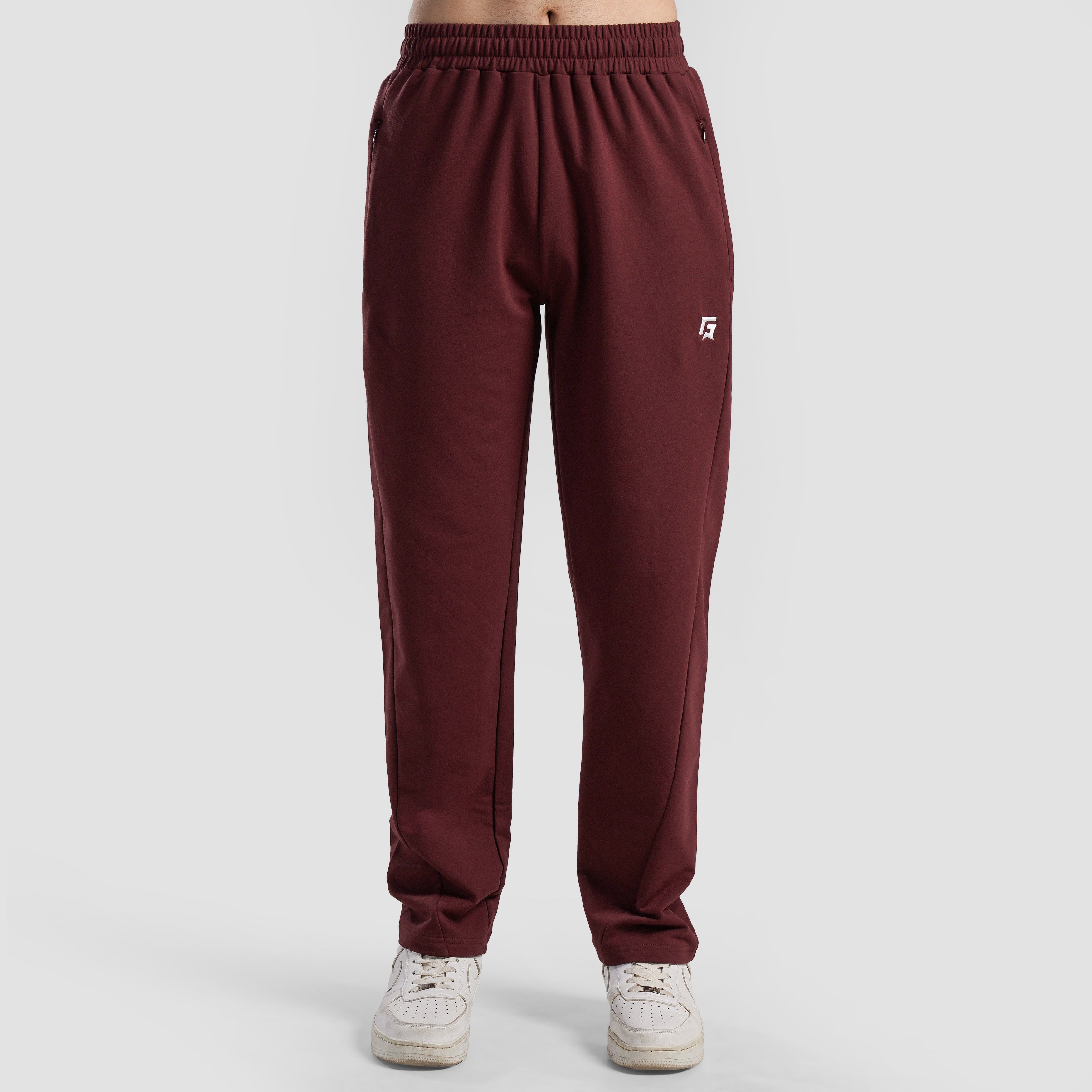 Back view of Maroon Athletic Trousers for men