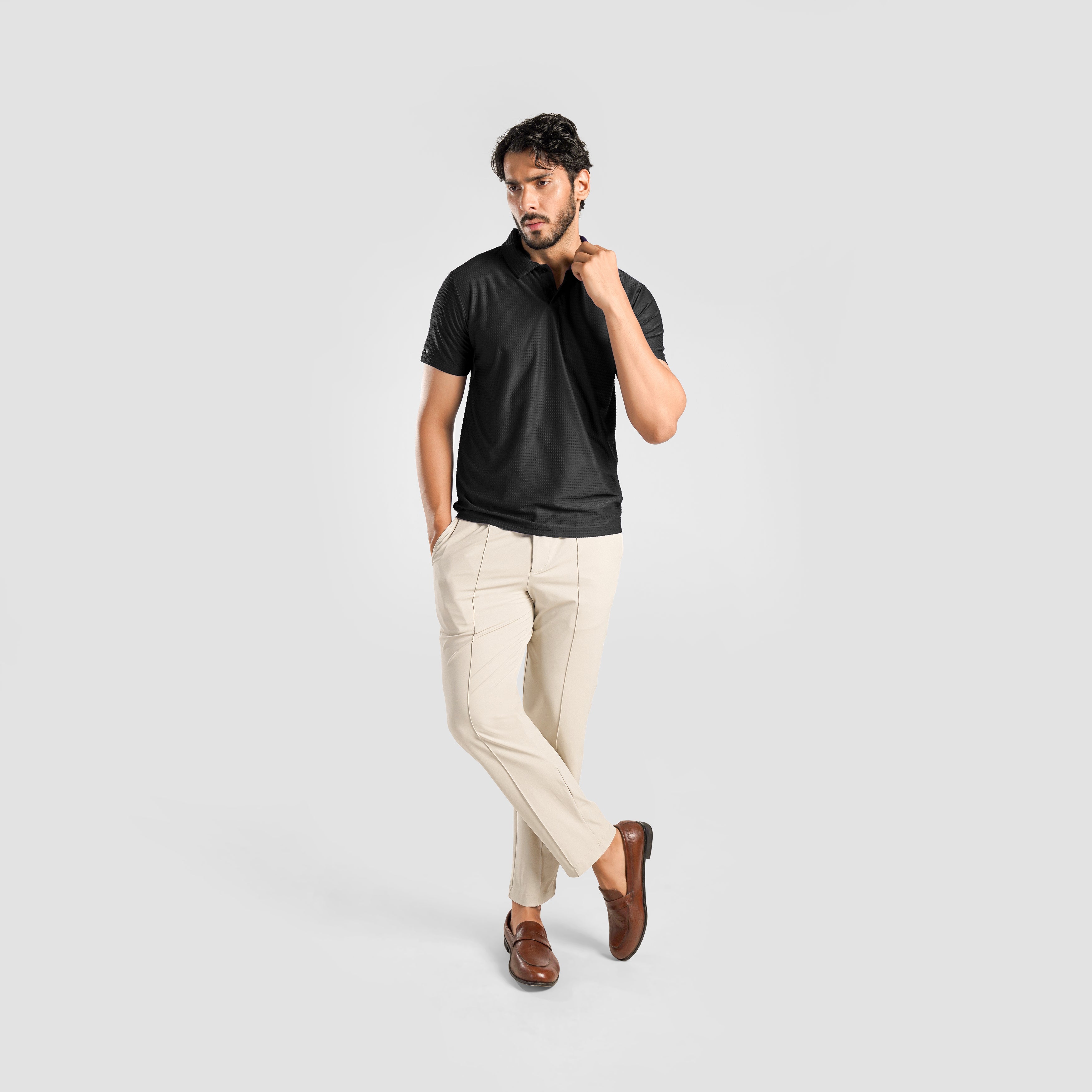 DOT Texture Polo (Black)