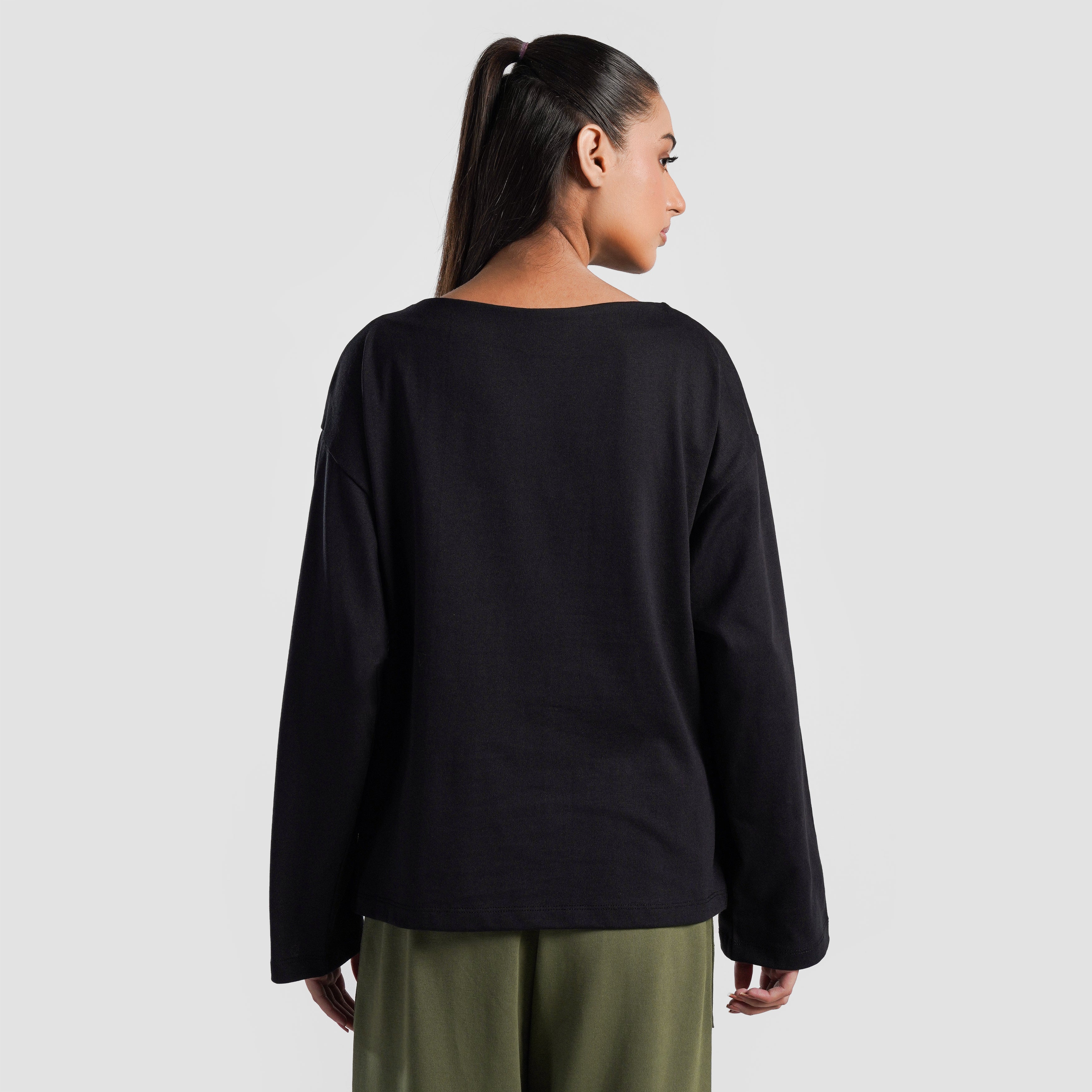 Boat Neck Long Sleeves (Black)