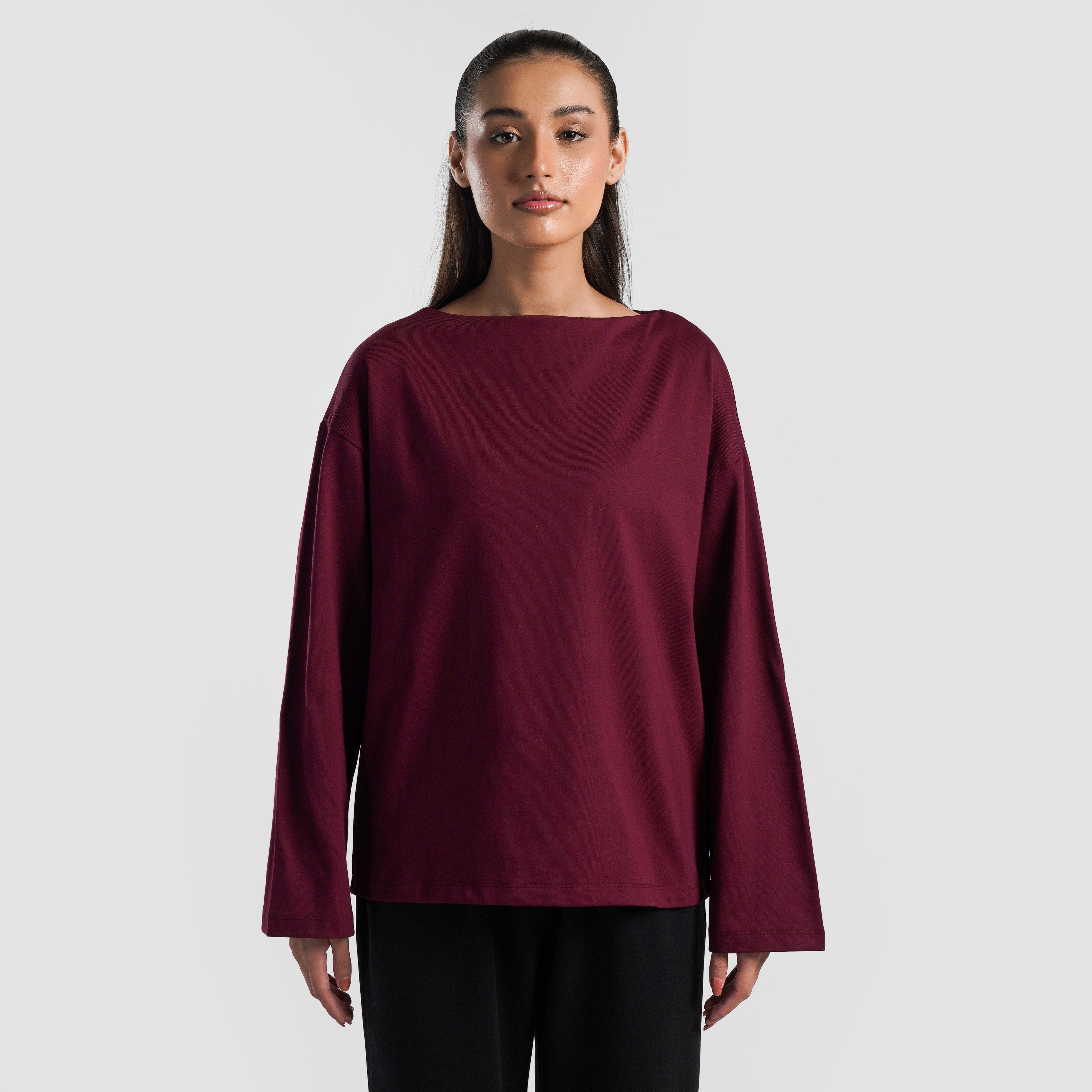 Boat Neck Long Sleeves (Maroon)