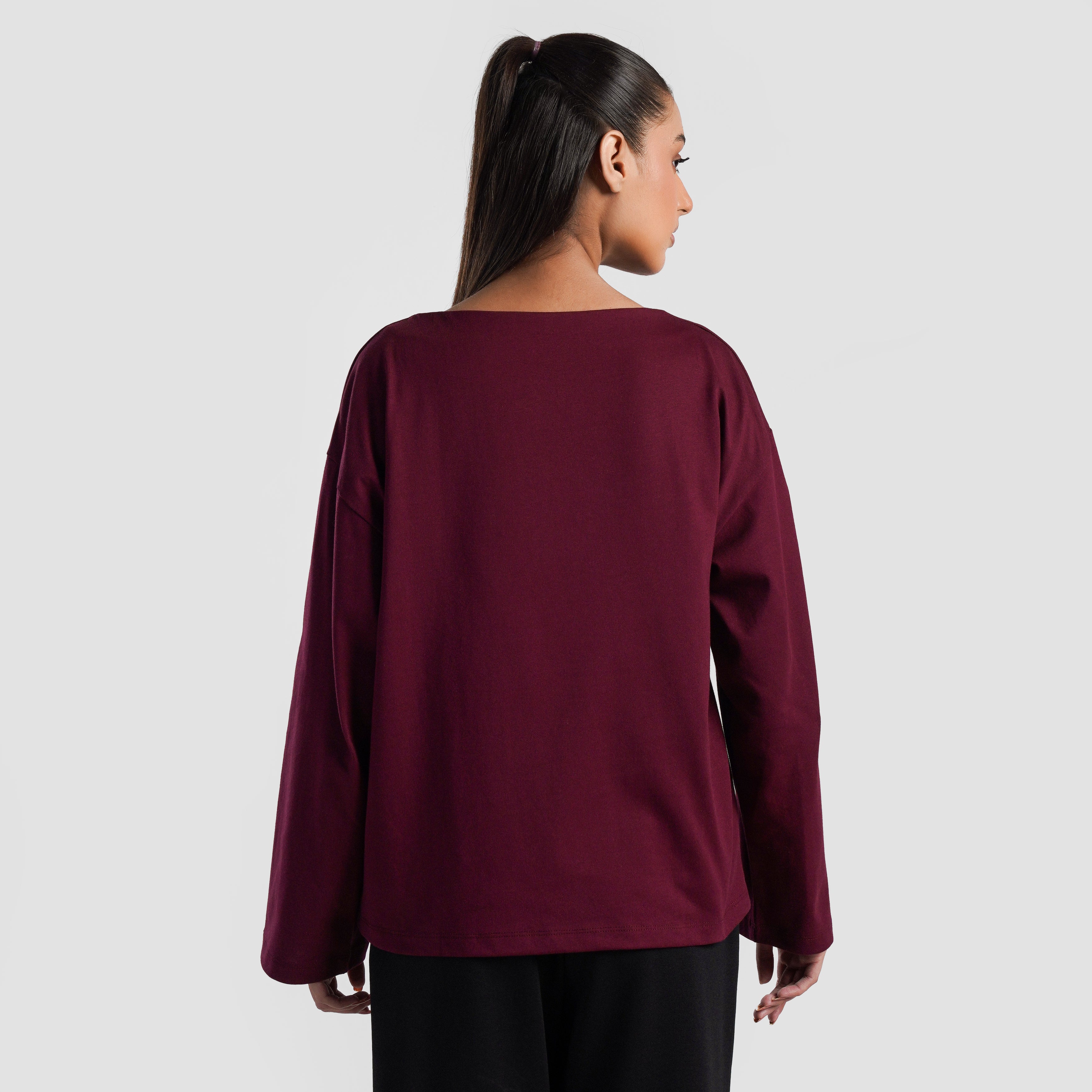Boat Neck Long Sleeves (Maroon)