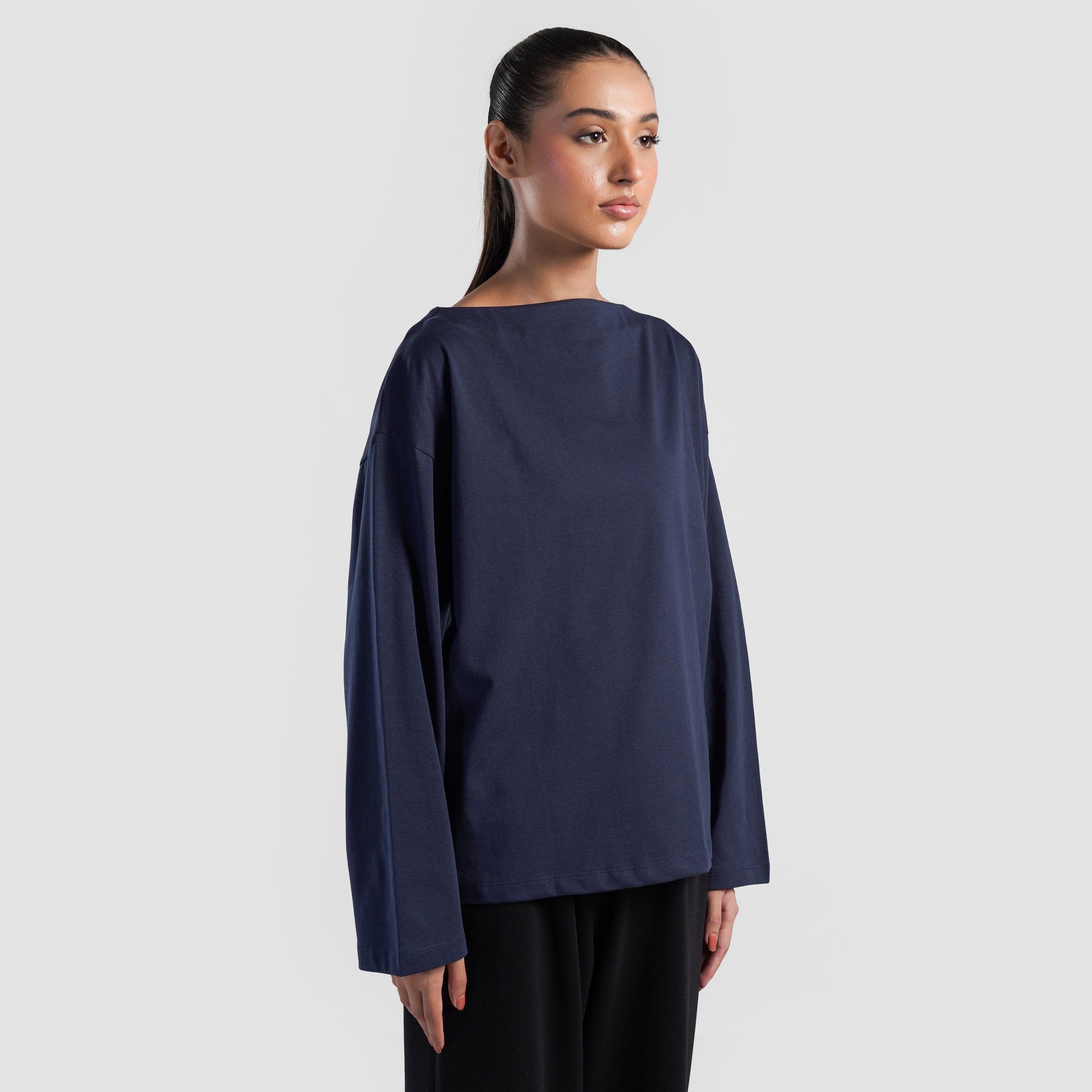 Boat Neck Long Sleeves (Navy)