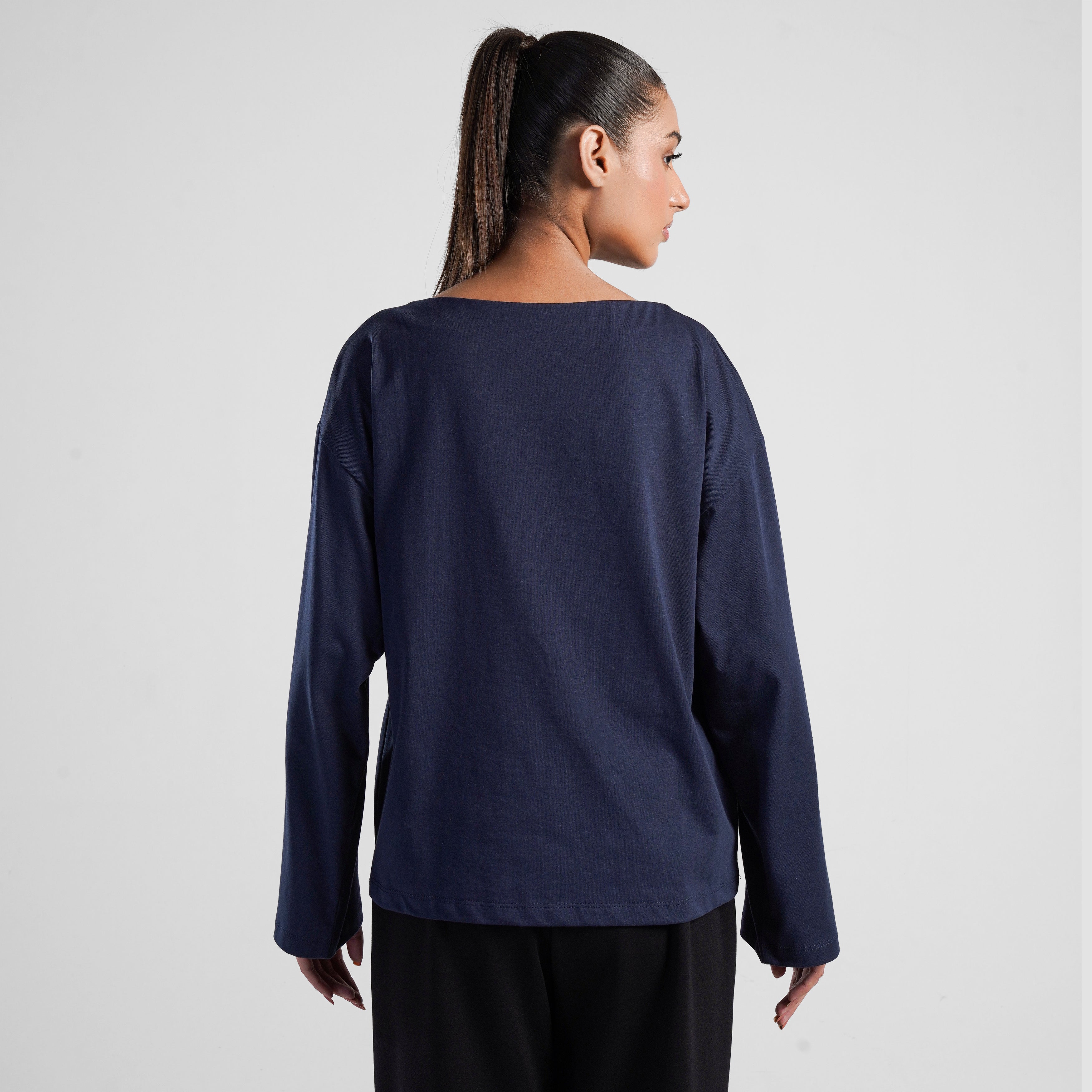 Boat Neck Long Sleeves (Navy)