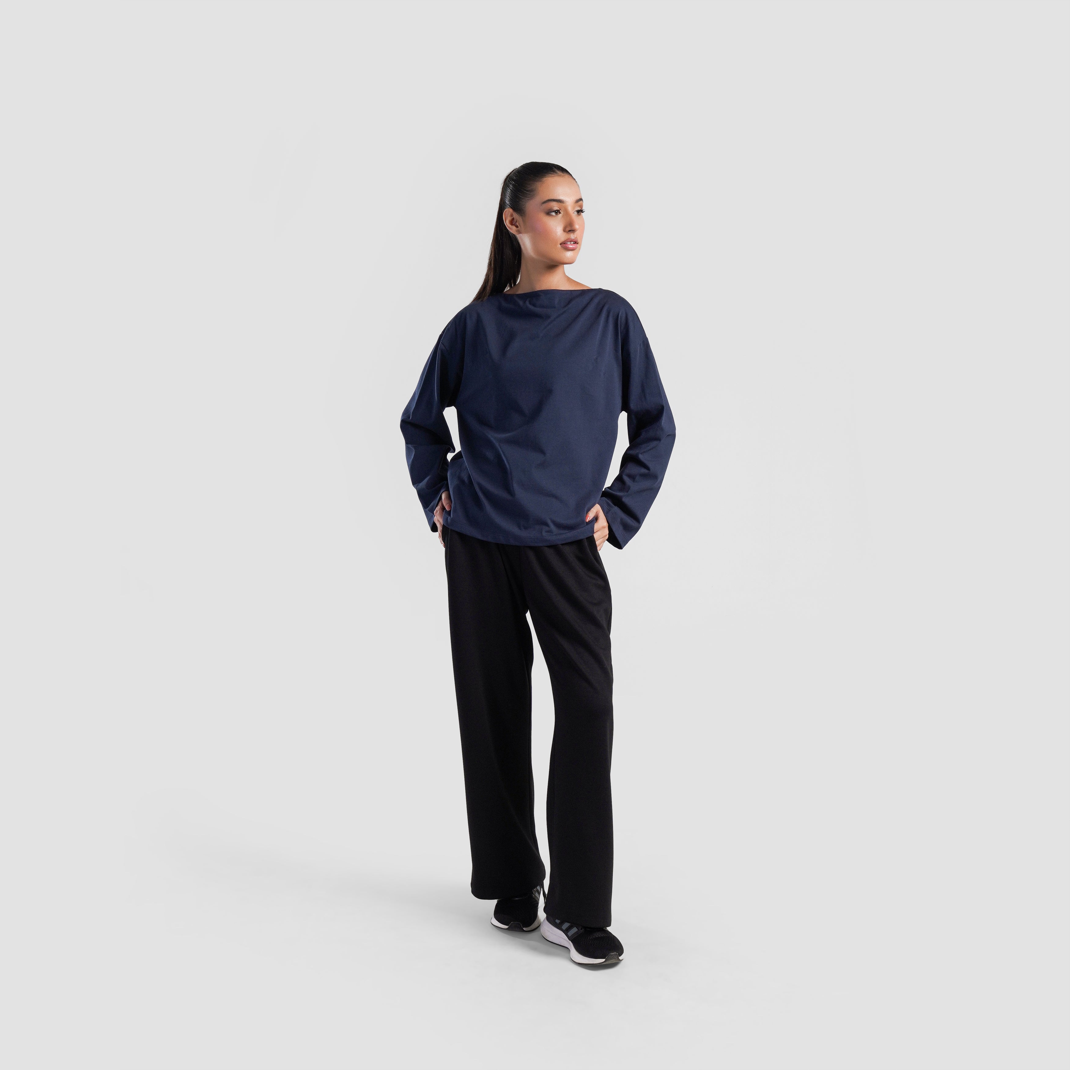 Boat Neck Long Sleeves (Navy)