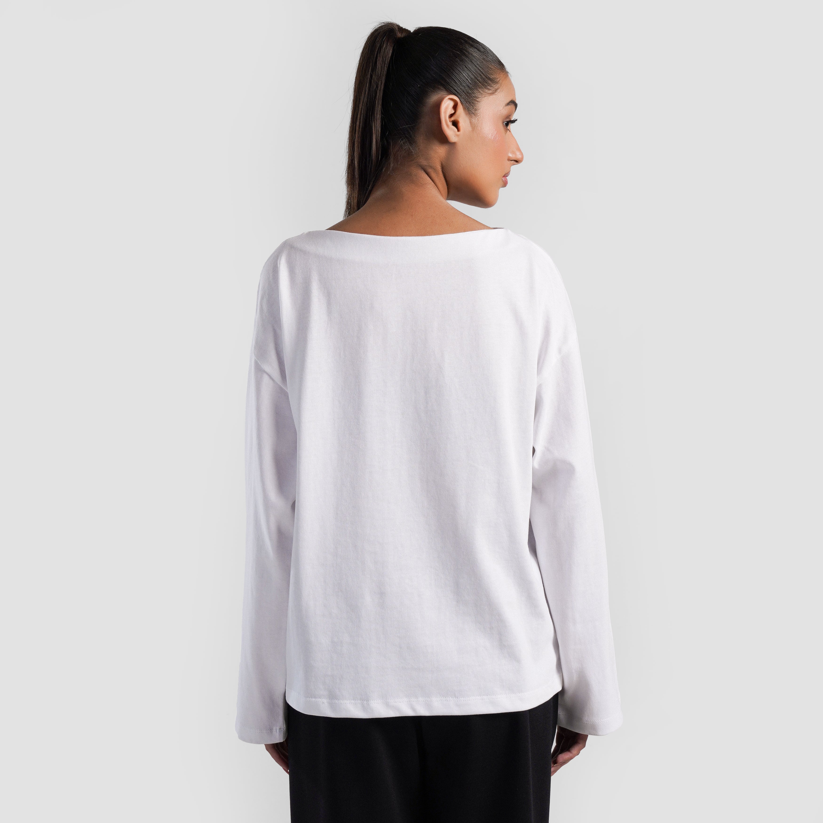 Boat Neck Long Sleeves (White)