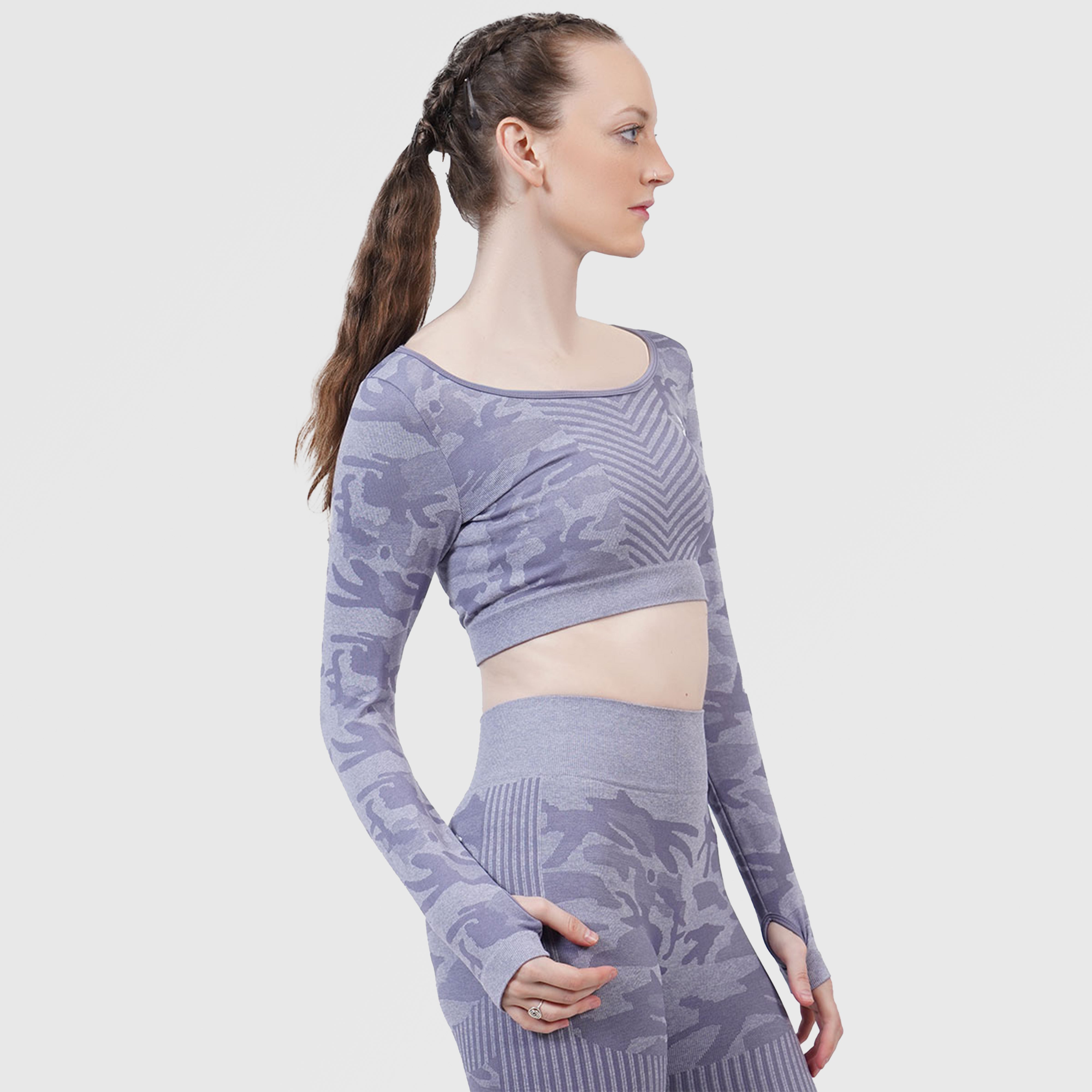 Camo Seamless Crop Top (Grey)