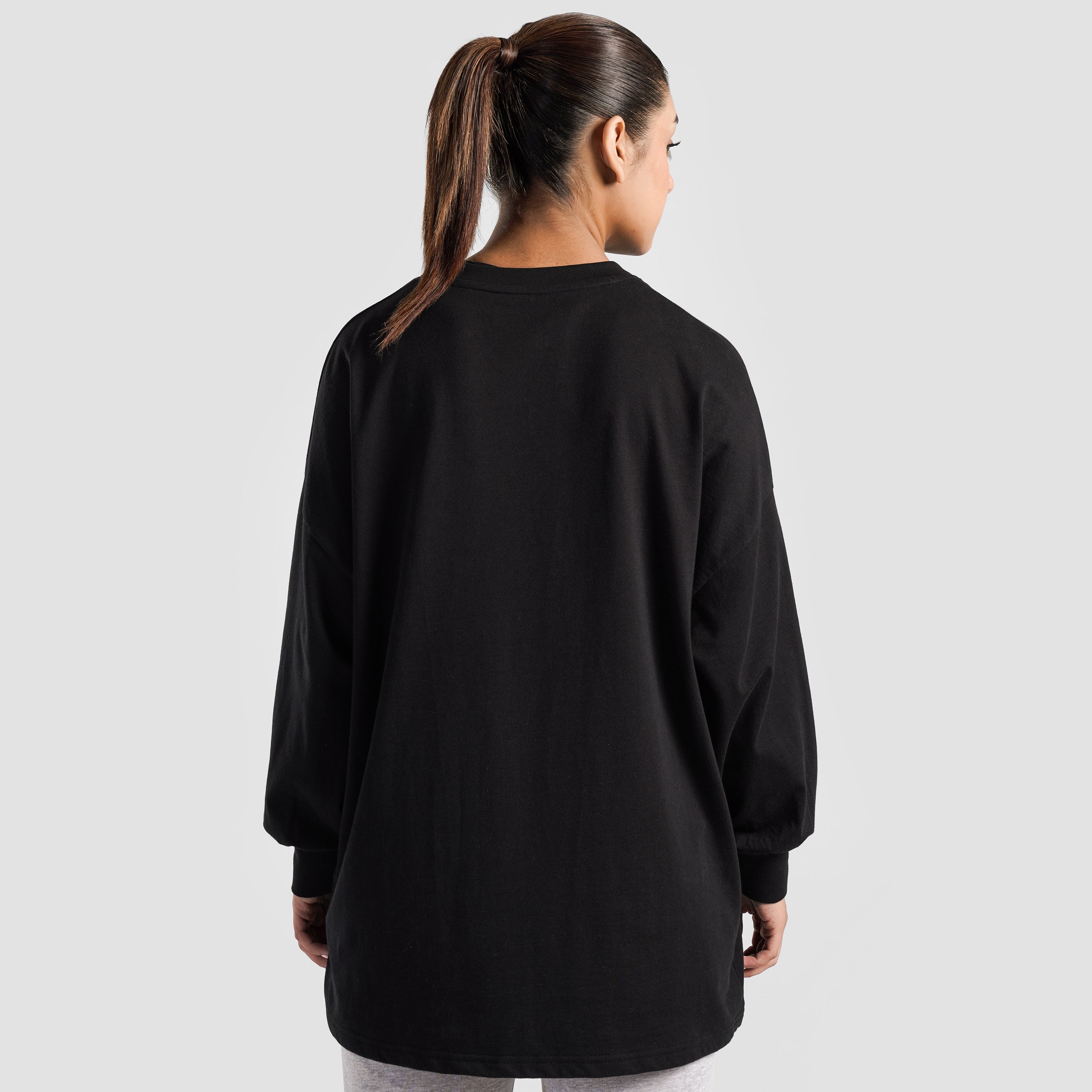 Relaxed Flow Full Sleeves Top (Black)