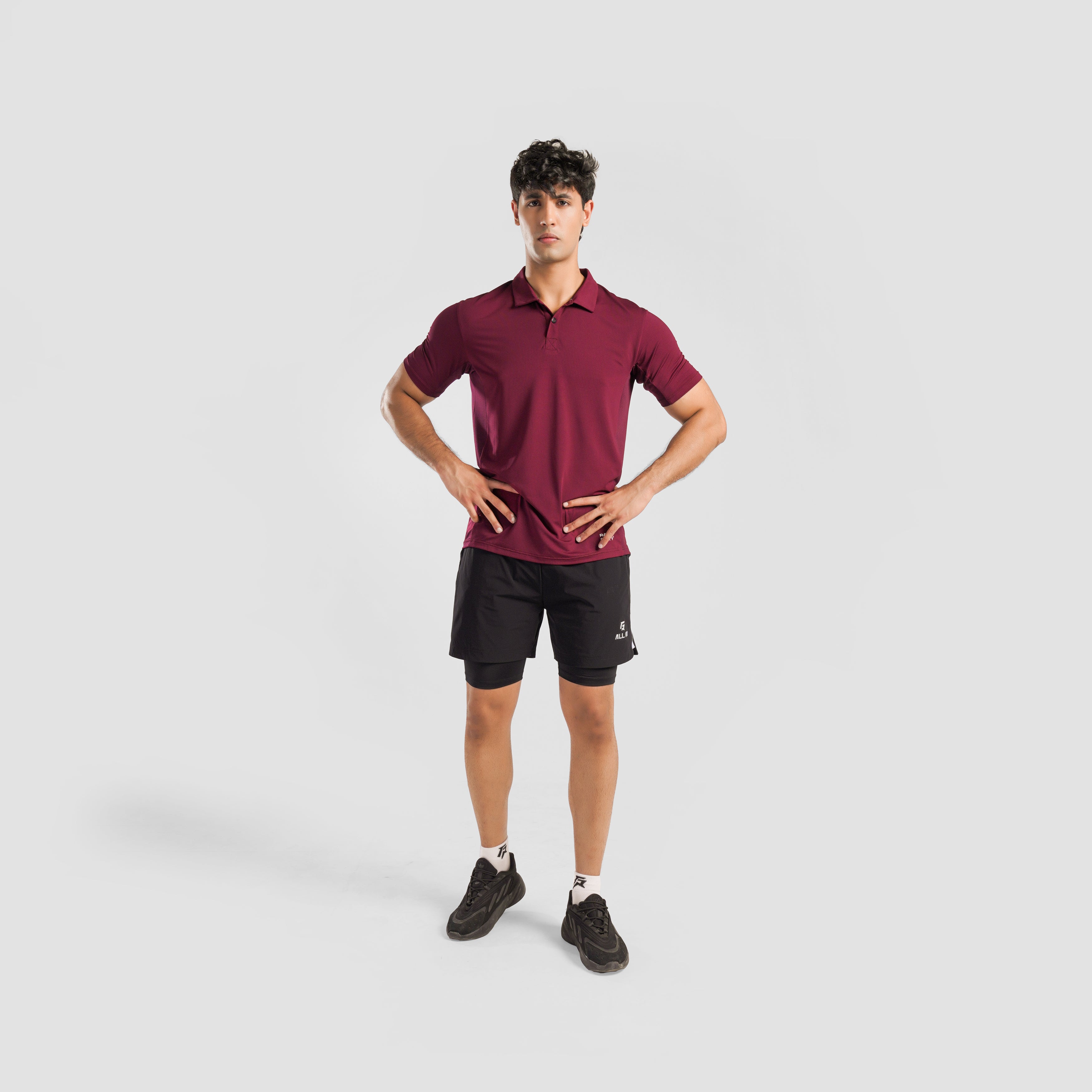 Stripe Tennis Polo (Maroon)