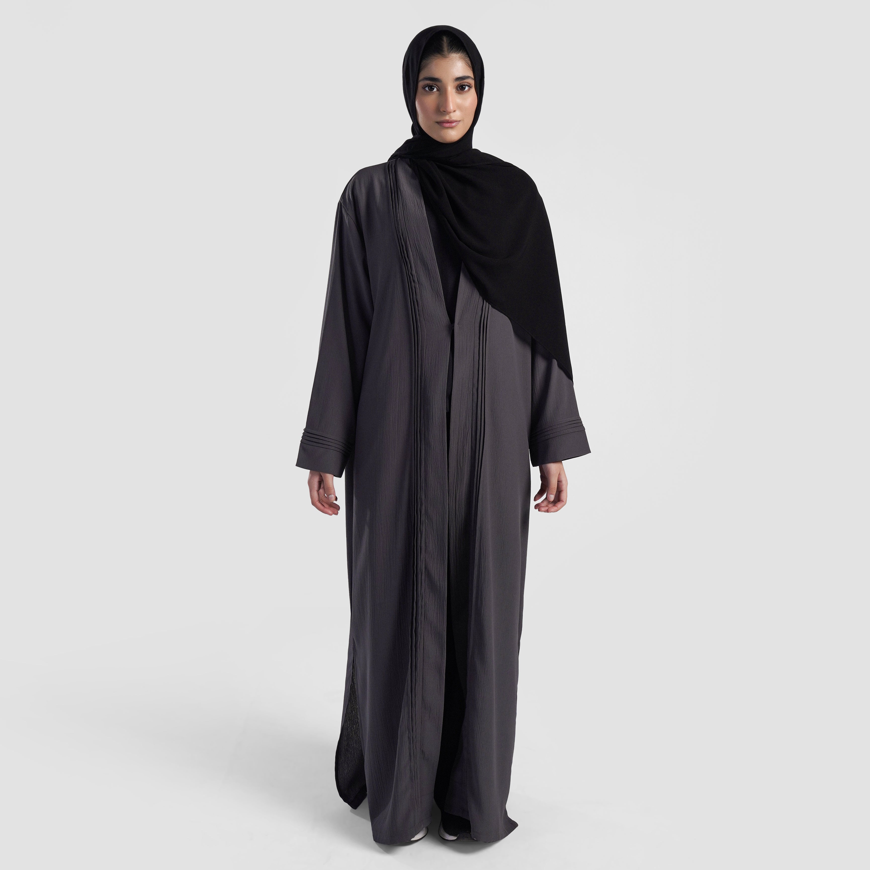 Aveline Pleated Abaya (Charcoal)