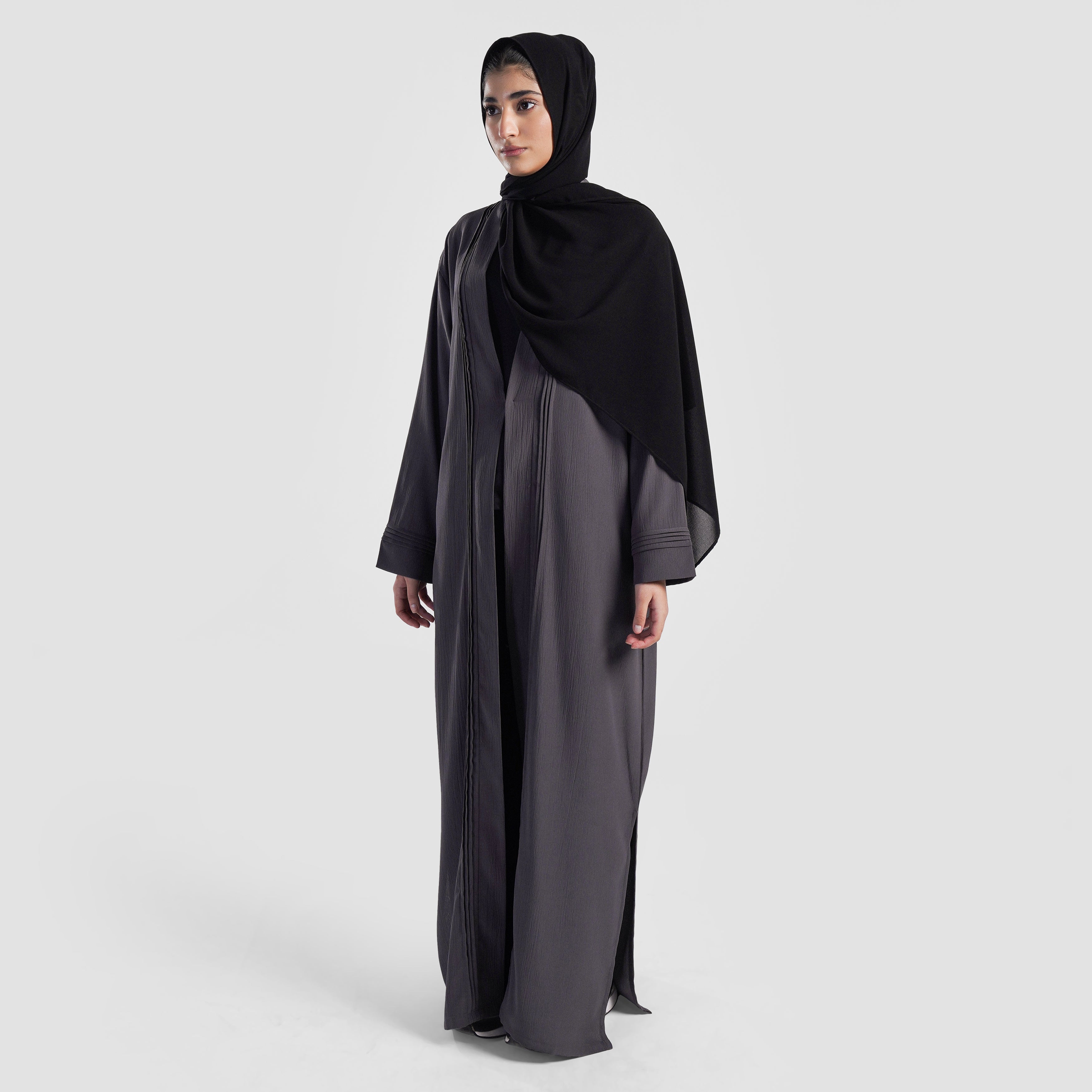Aveline Pleated Abaya (Charcoal)