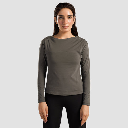 Asymmetrical Yoga Top (Dull Grey)