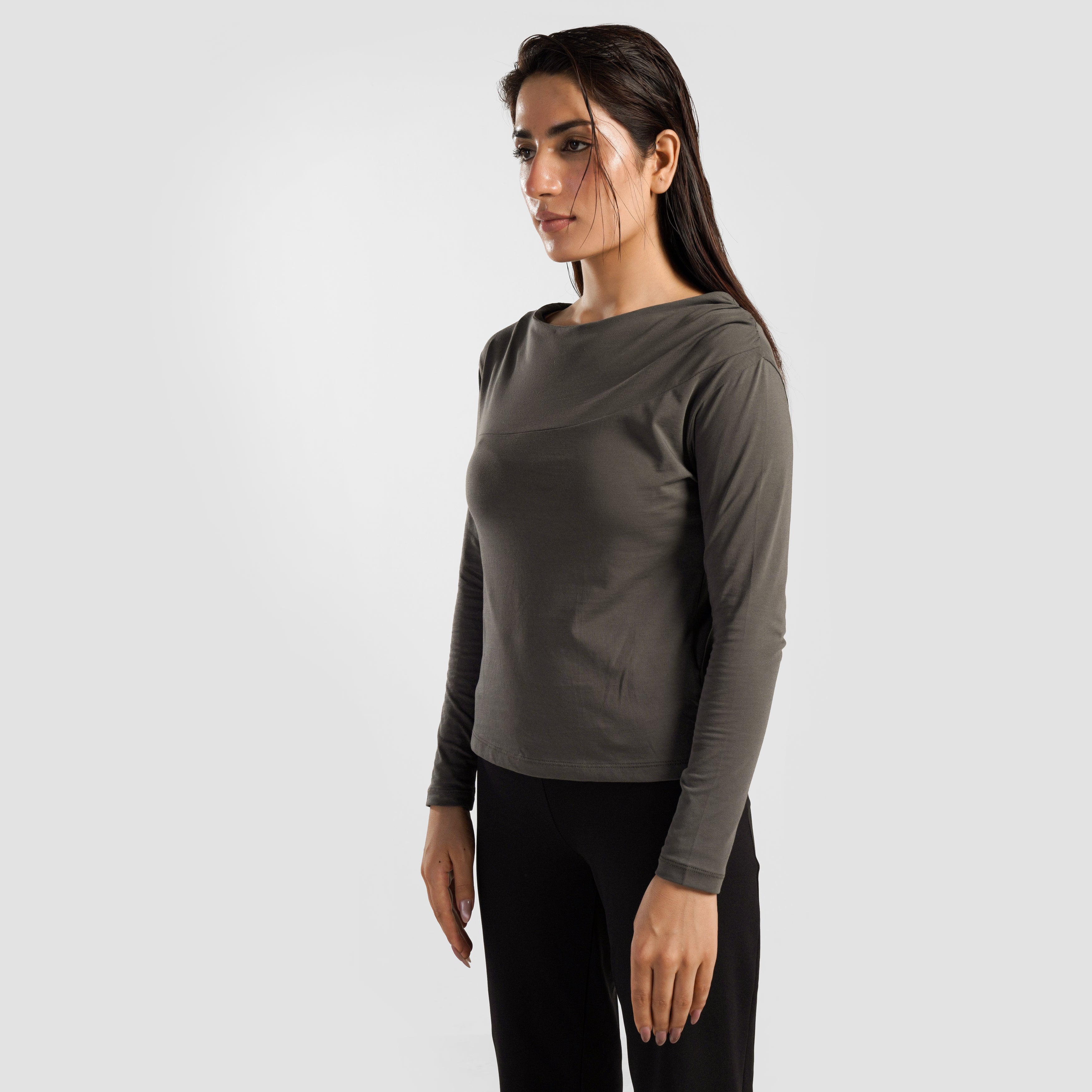 Asymmetrical Yoga Top (Dull Grey)