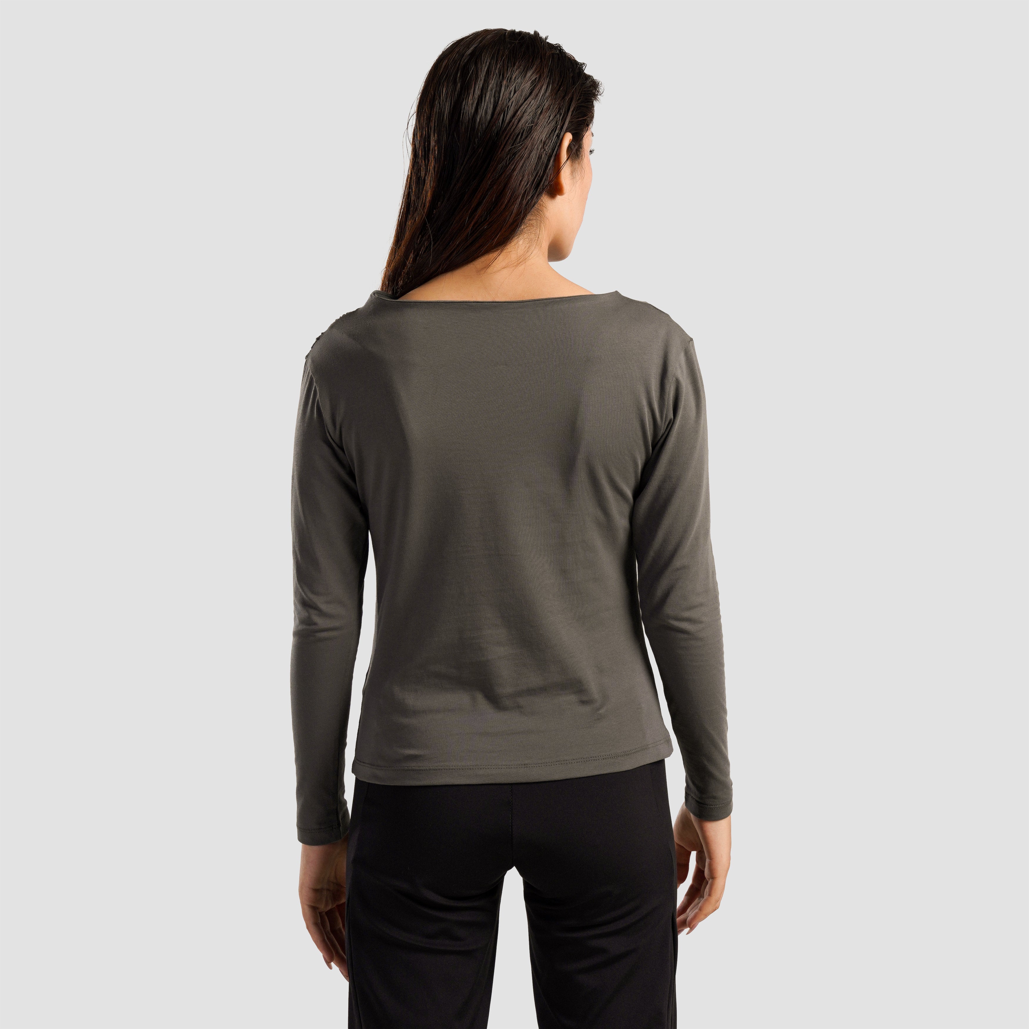 Asymmetrical Yoga Top (Dull Grey)