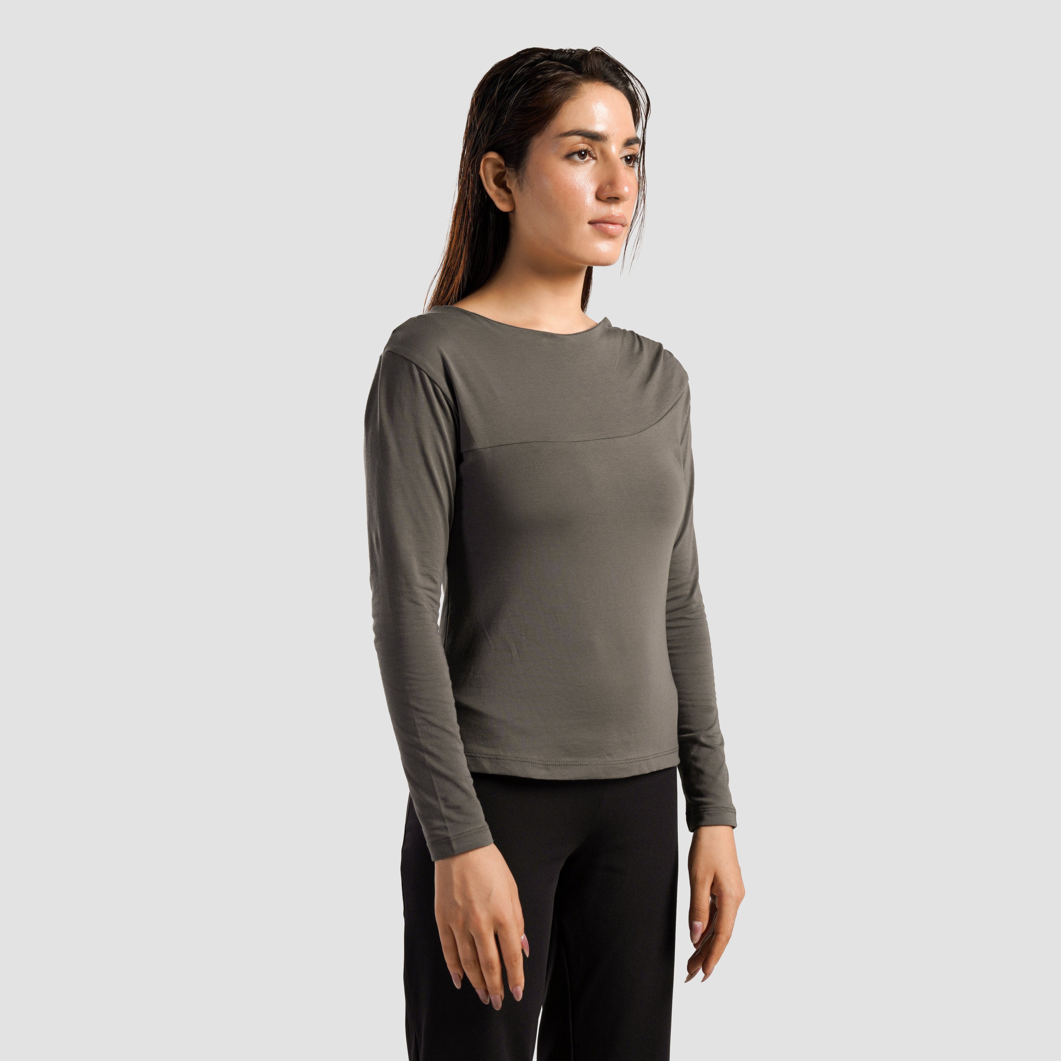 Asymmetrical Yoga Top (Dull Grey)