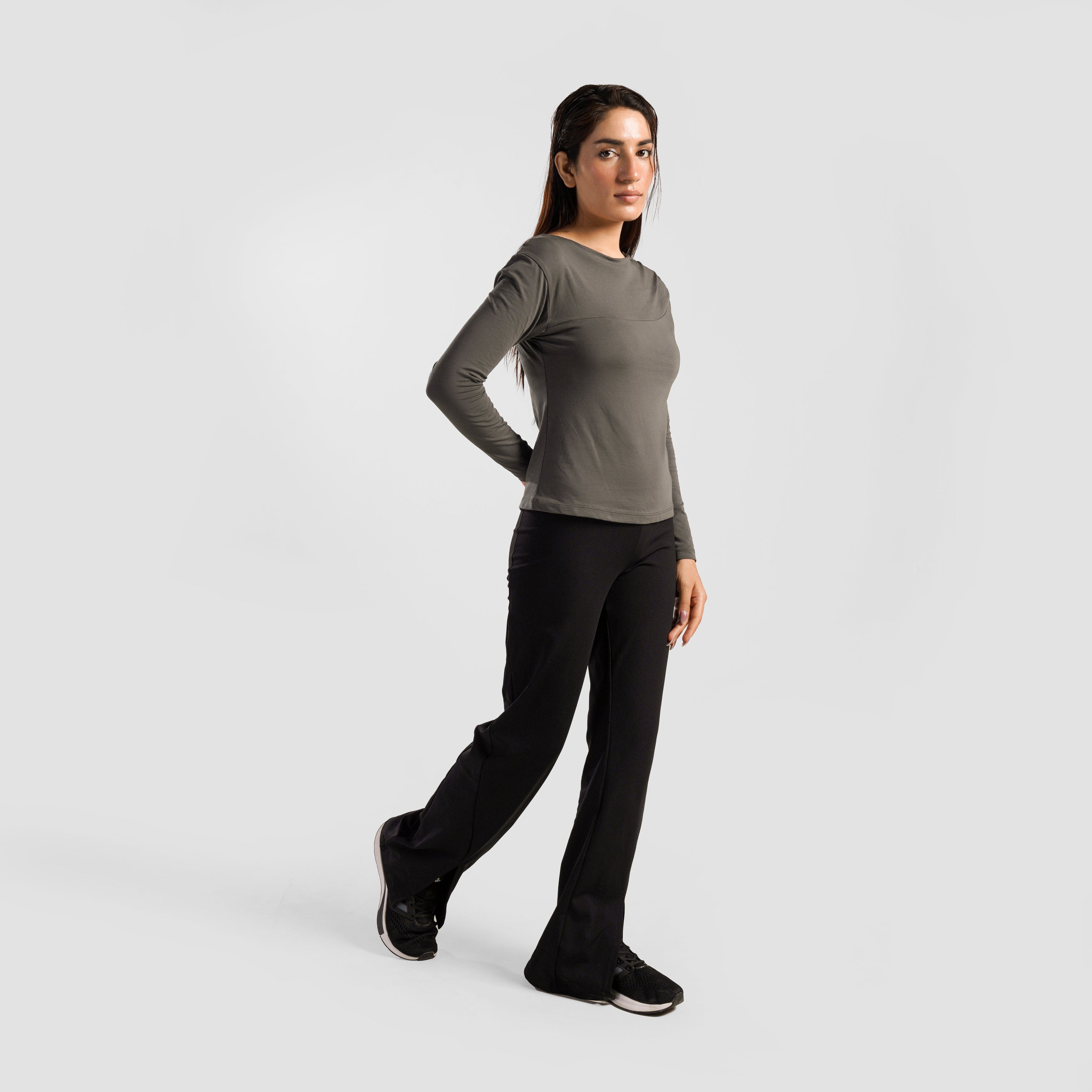 Asymmetrical Yoga Top (Dull Grey)