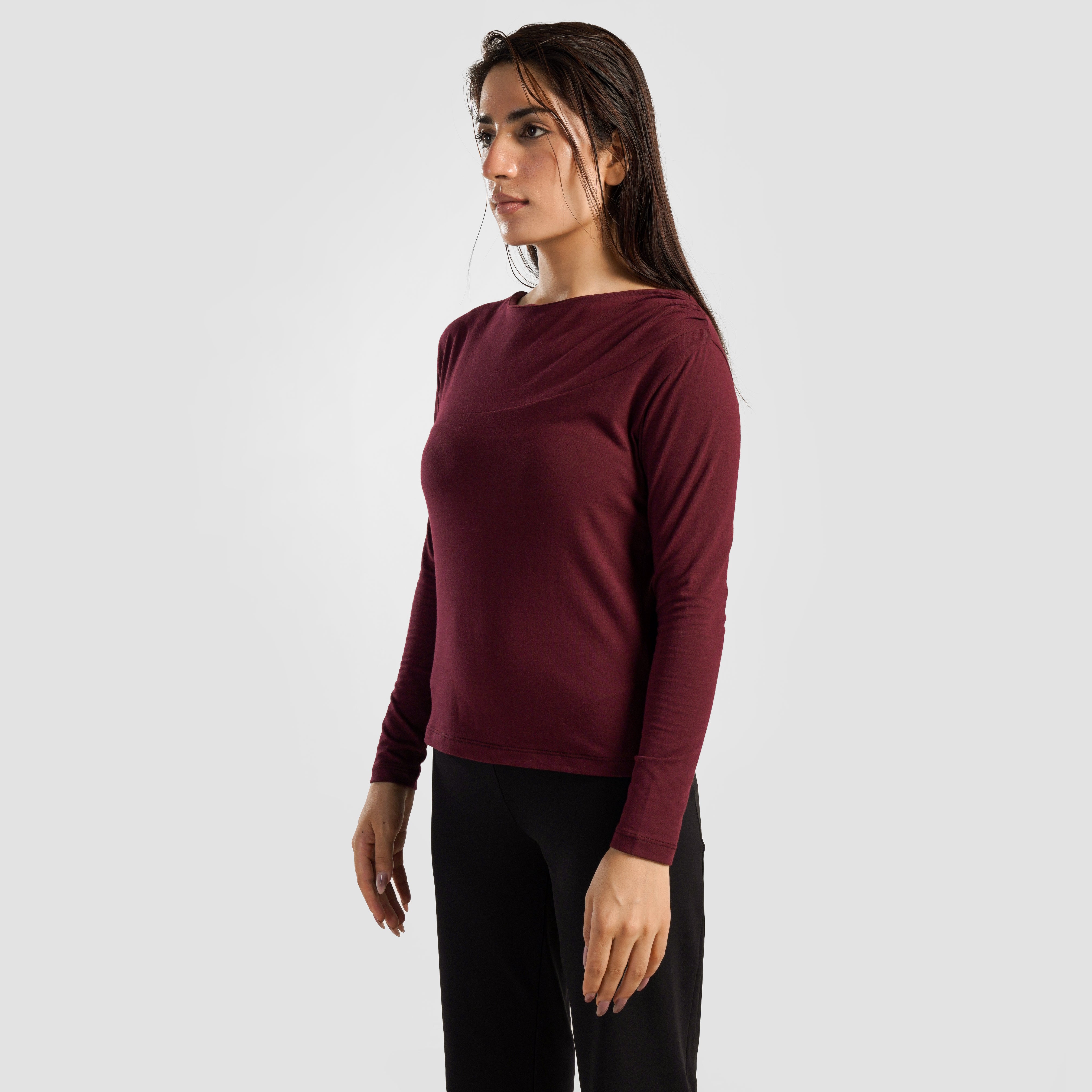 Asymmetrical Yoga Top (Maroon)