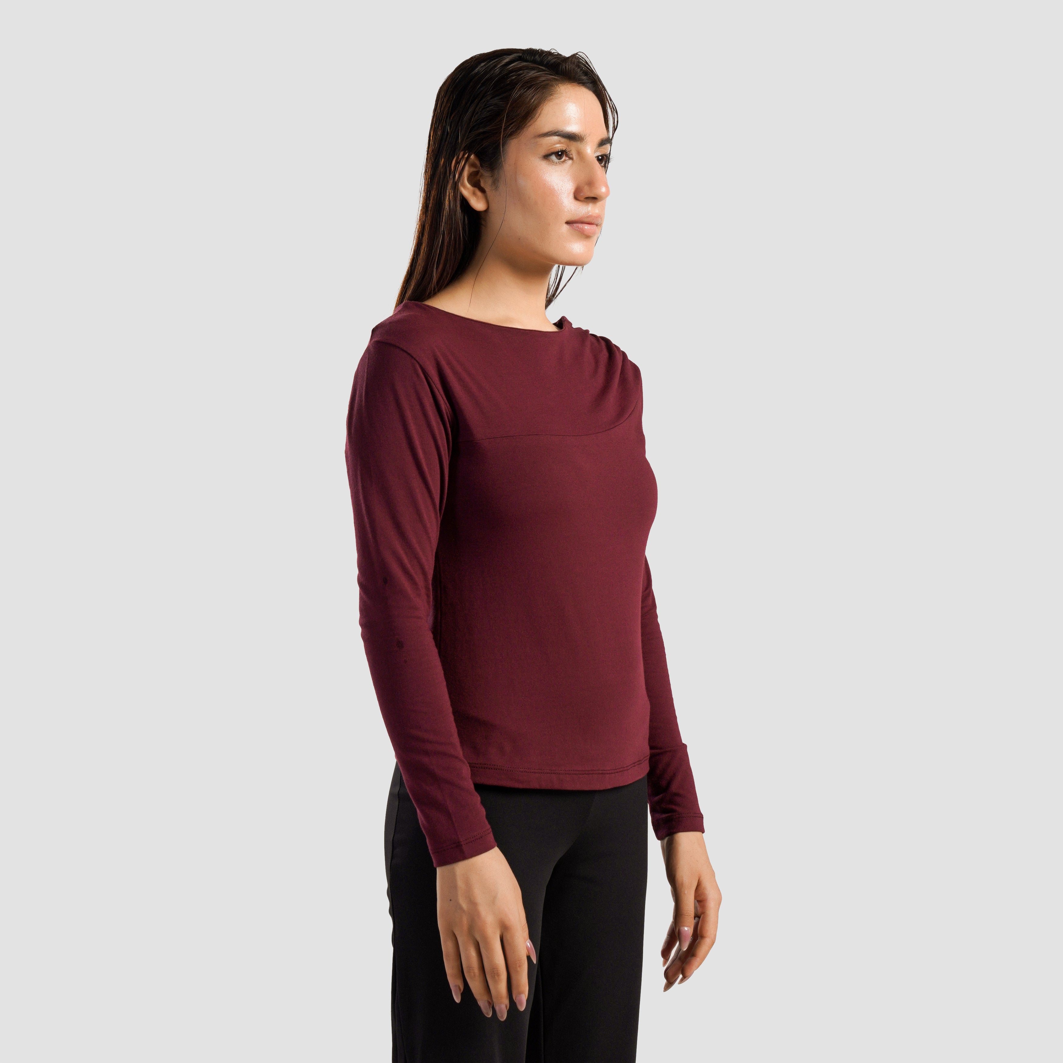 Asymmetrical Yoga Top (Maroon)