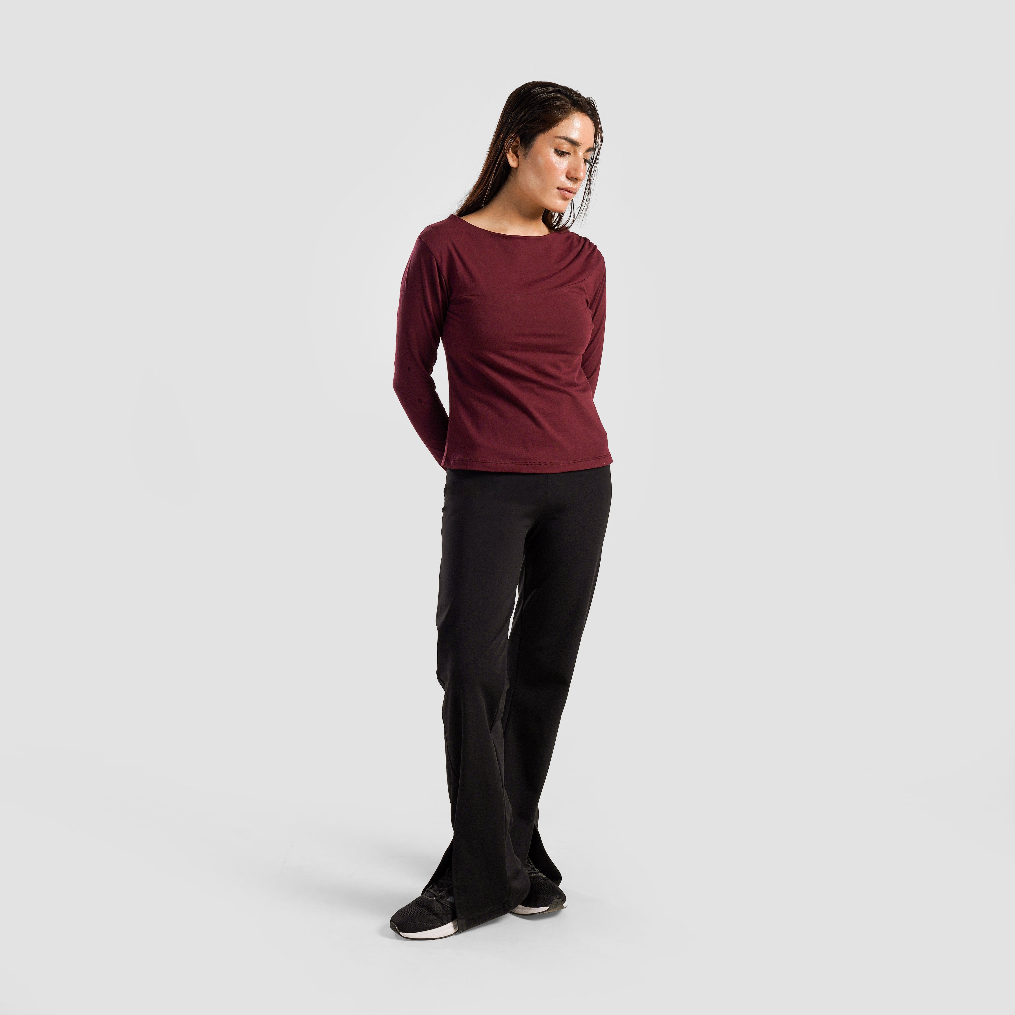 Asymmetrical Yoga Top (Maroon)