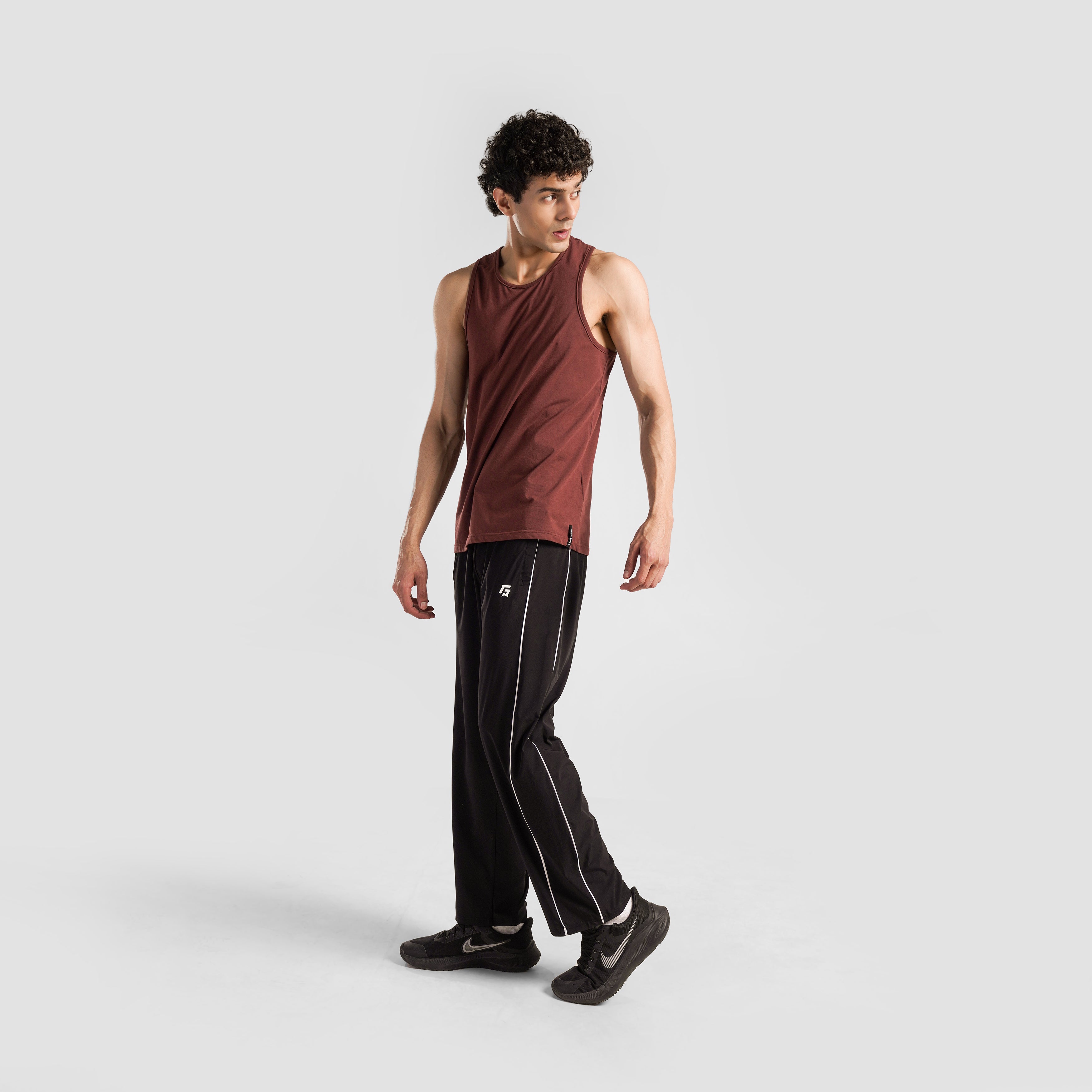 Full-length view of Black Erecto Stride Trousers for men