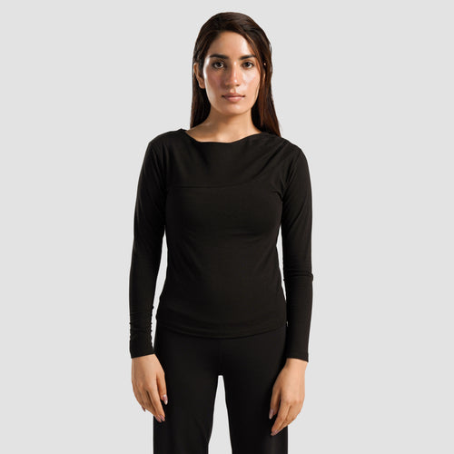 Asymmetrical Yoga Top (Black)