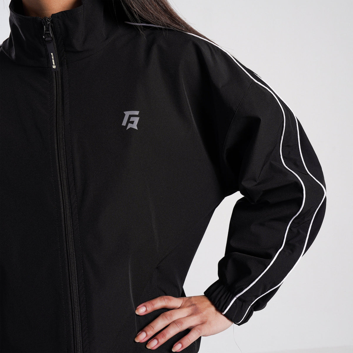 women track top zip gym jacket training outerwear fabric detail Women Track Top GymArmour Pakistan