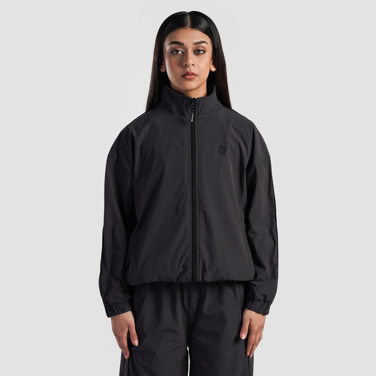 women track top zip gym jacket training outerwear front view Women Track Top GymArmour Pakistan