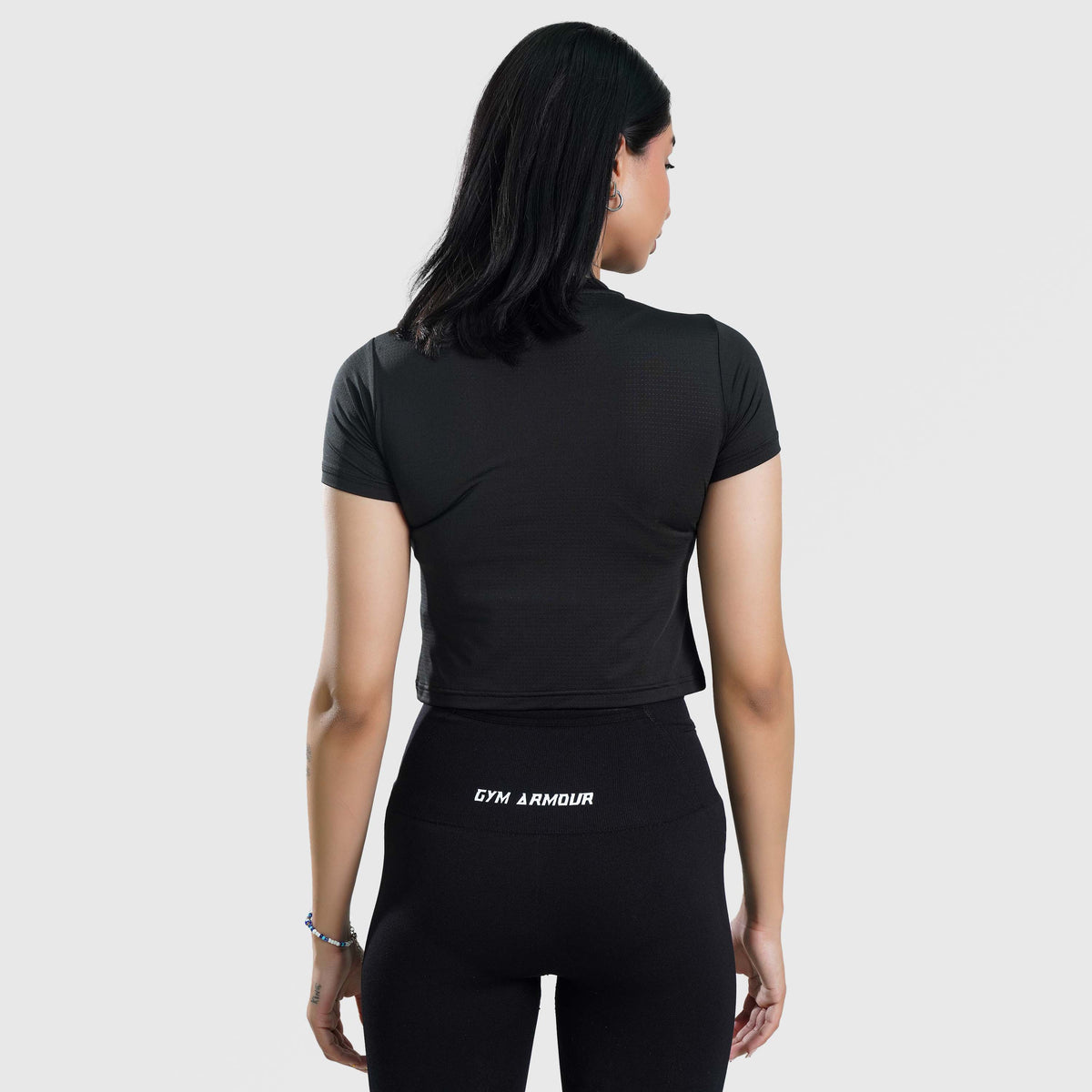 women gym t-shirt sportswear breathable workout tee back view Women T-Shirt Gymarmour Pakistan