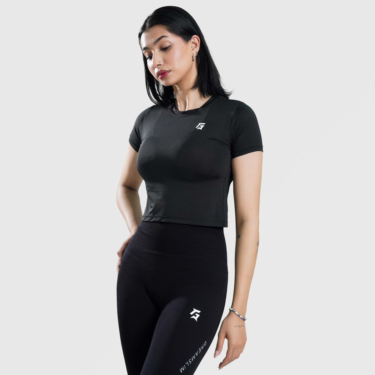 women gym t-shirt sportswear breathable workout tee side view Women T-Shirt Gymarmour Pakistan
