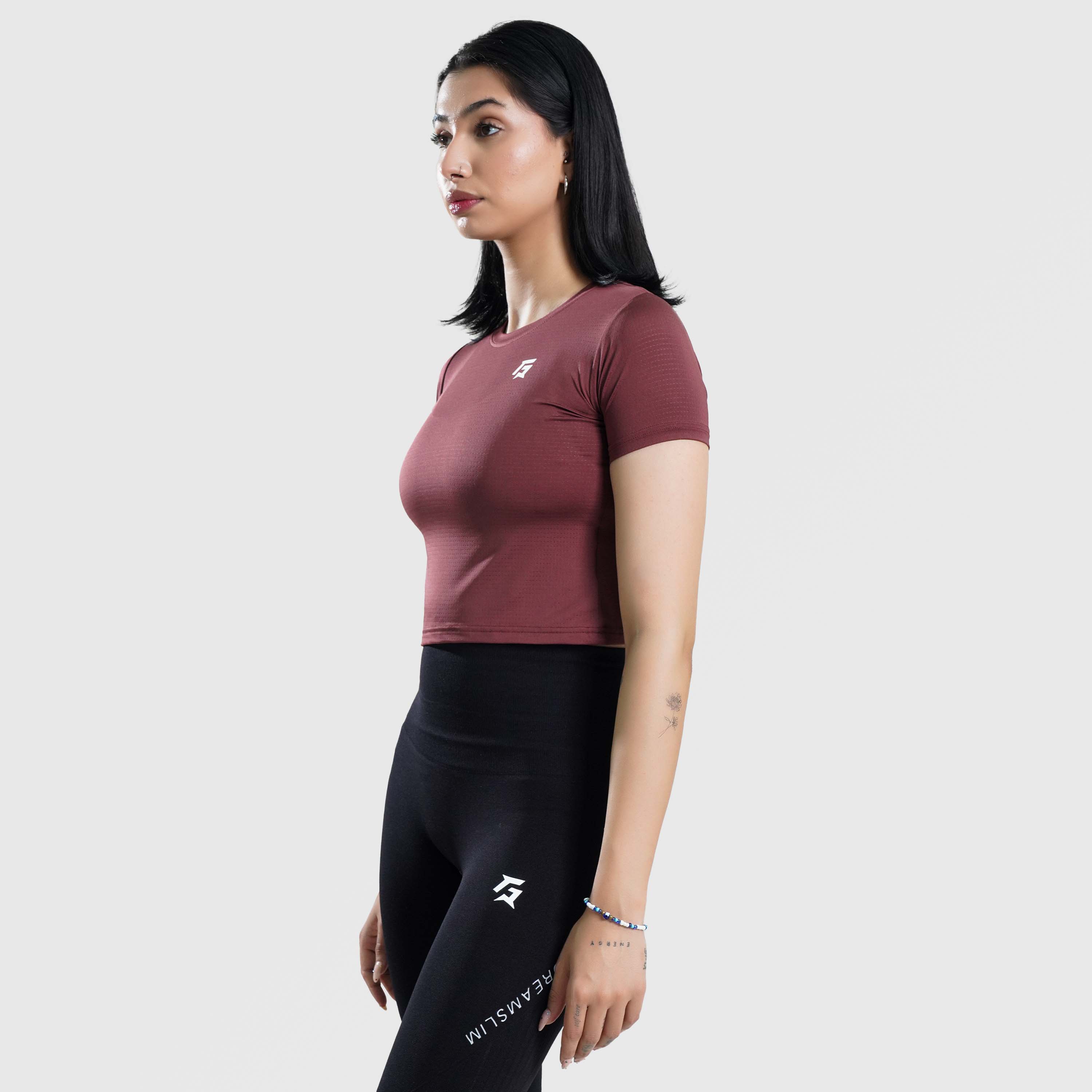 W024 Cropped Tee (Maroon)