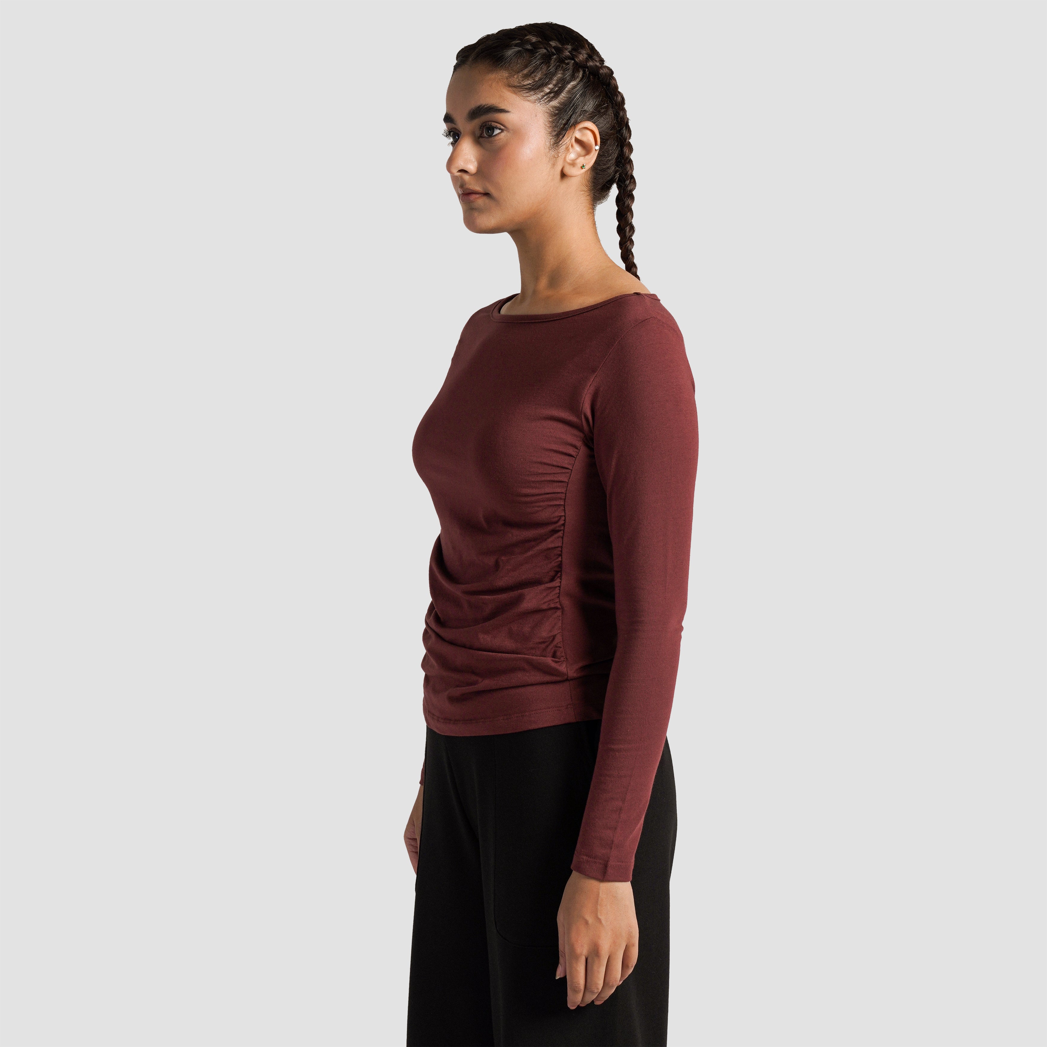 Side Gather Top (Maroon)