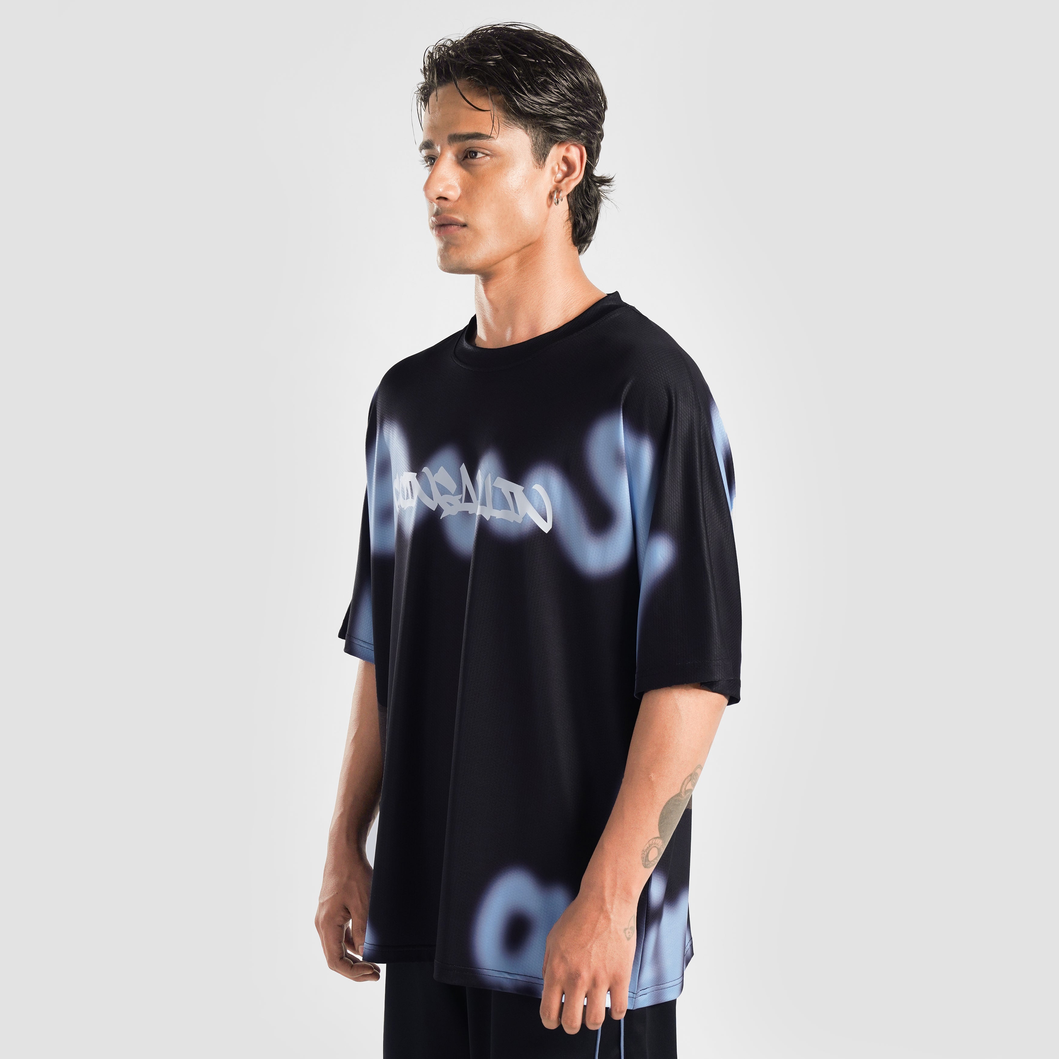 Overspray T-Shirt (Black with Light Blue)