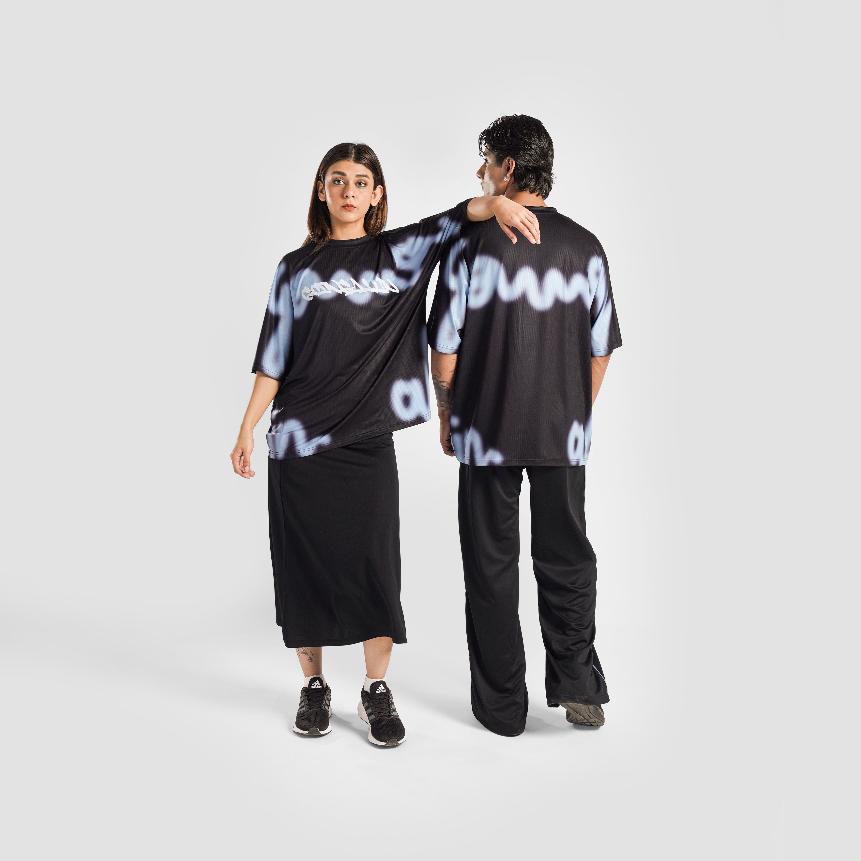 Overspray T-Shirt (Black with Light Blue)