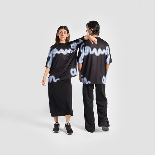 Overspray T-Shirt (Black with Light Blue)