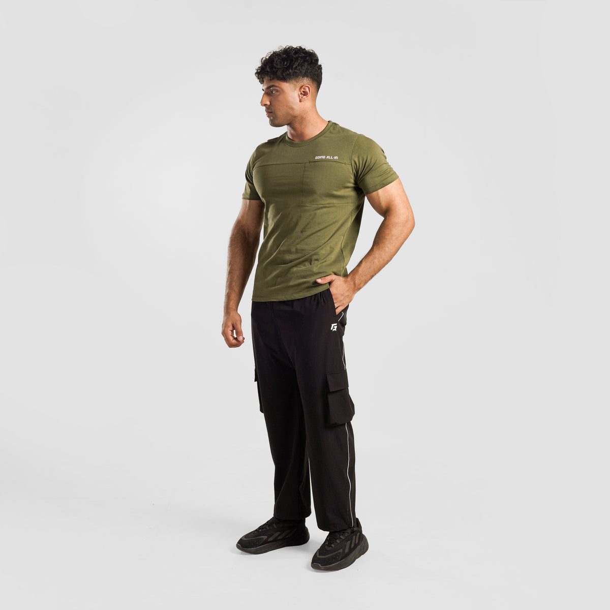Full-length view of Black Flex Pocket Trouser for men