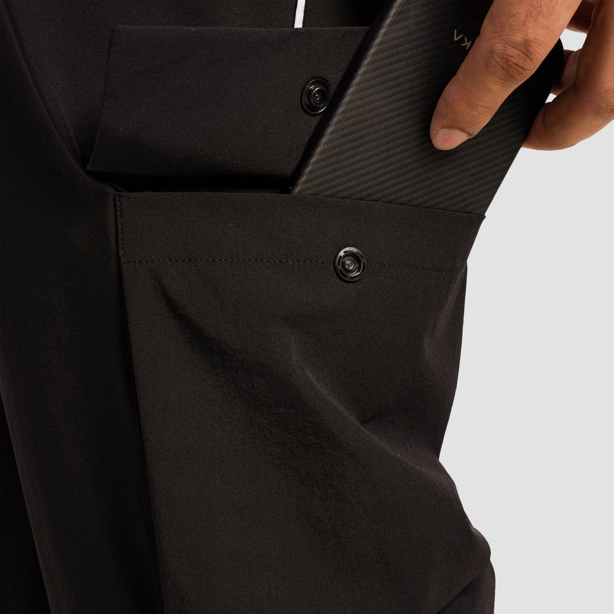 Fabric texture close-up of Black Flex Pocket Trouser for men
